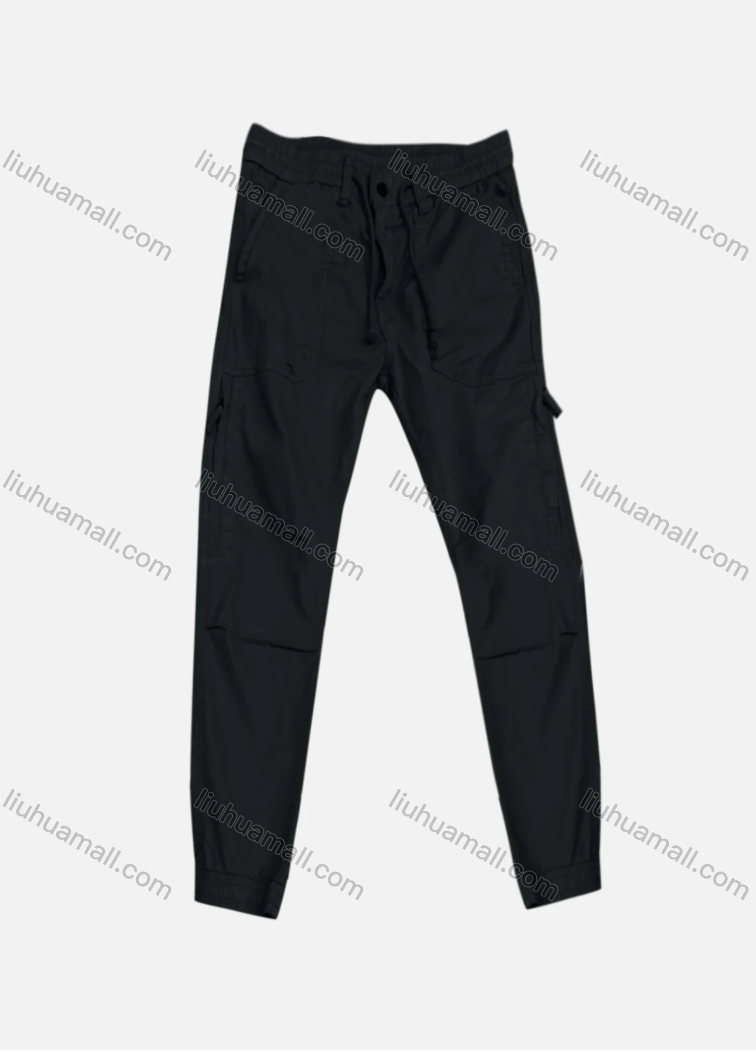 Wholesale Men's Casual Plain Zipper Pockets Drawstring Cargo Pant 7601# - Liuhuamall