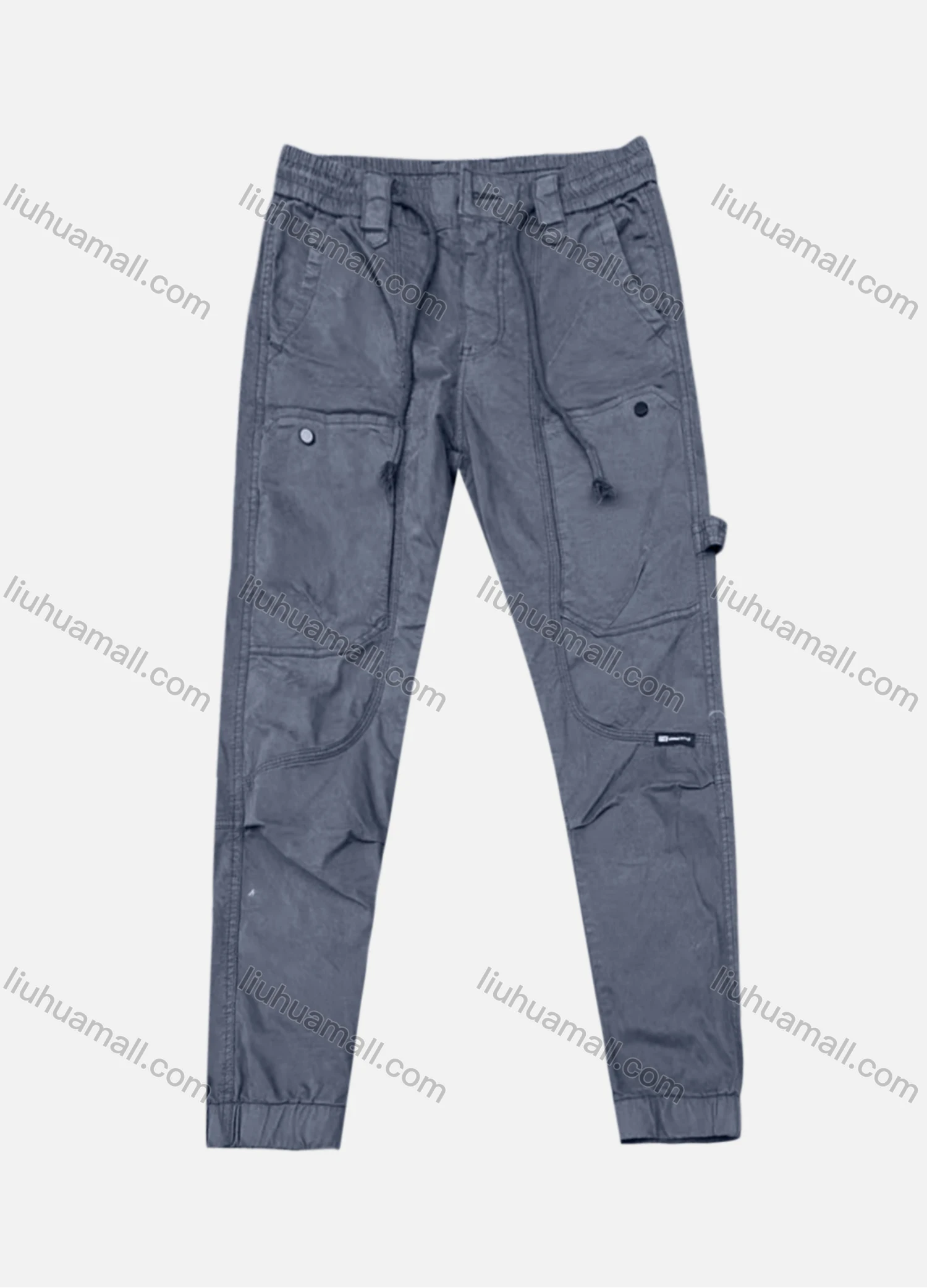 Wholesale Men's Casual Plain Patch Pocket Drawstring Cargo Pant 7602# - Liuhuamall