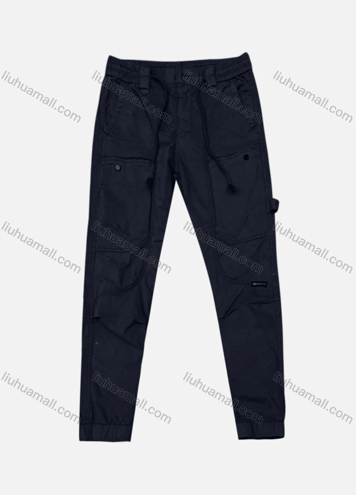 Wholesale Men's Casual Plain Patch Pocket Drawstring Cargo Pant 7602# - Liuhuamall