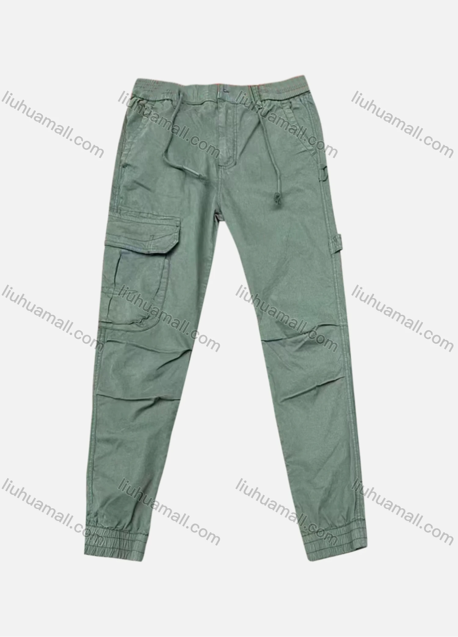 Wholesale Men's Casual Plain Flap Pockets Drawstring Pleated Cargo Pant 7603# - Liuhuamall