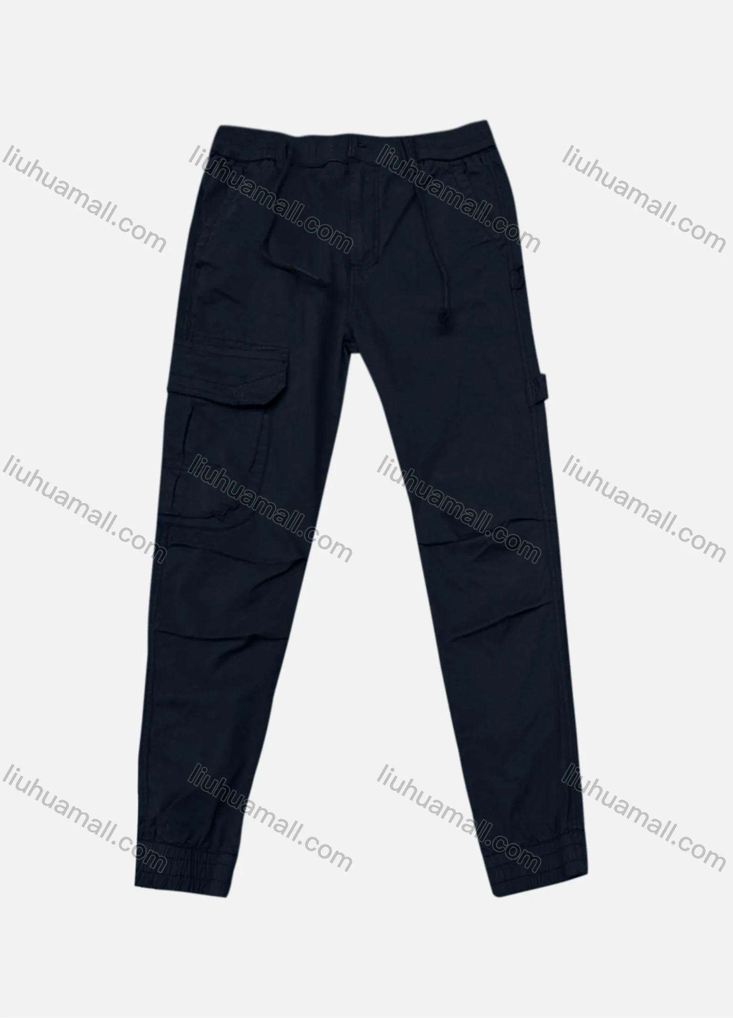 Wholesale Men's Casual Plain Flap Pockets Drawstring Pleated Cargo Pant 7603# - Liuhuamall