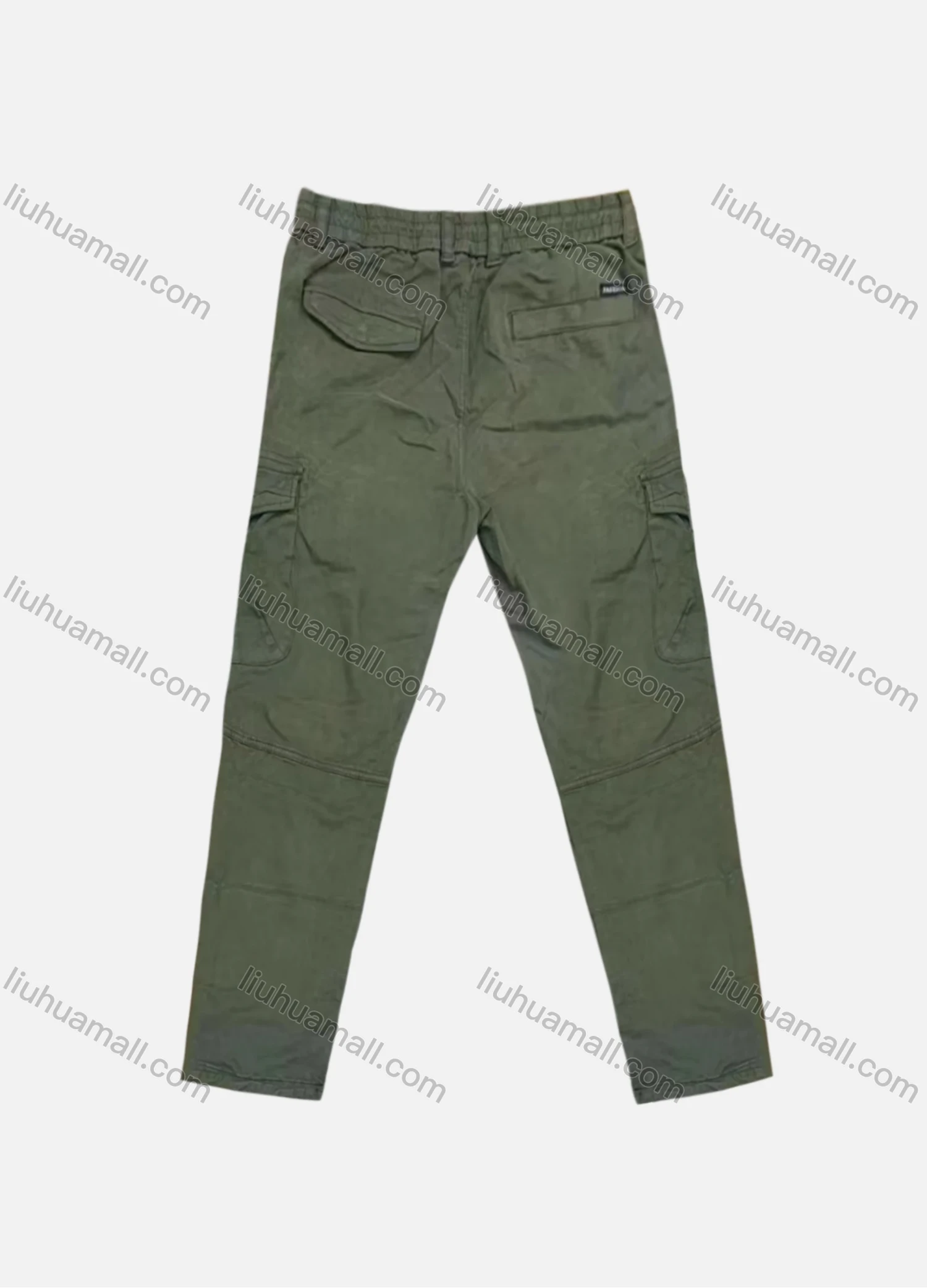 Wholesale Men's Casual Plain Flap Pockets Elastic Waist Cargo Pant 7606# - Liuhuamall