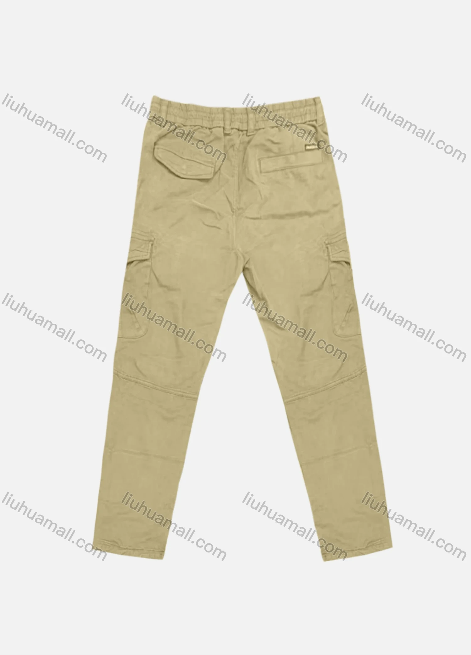 Wholesale Men's Casual Plain Flap Pockets Elastic Waist Cargo Pant 7606# - Liuhuamall