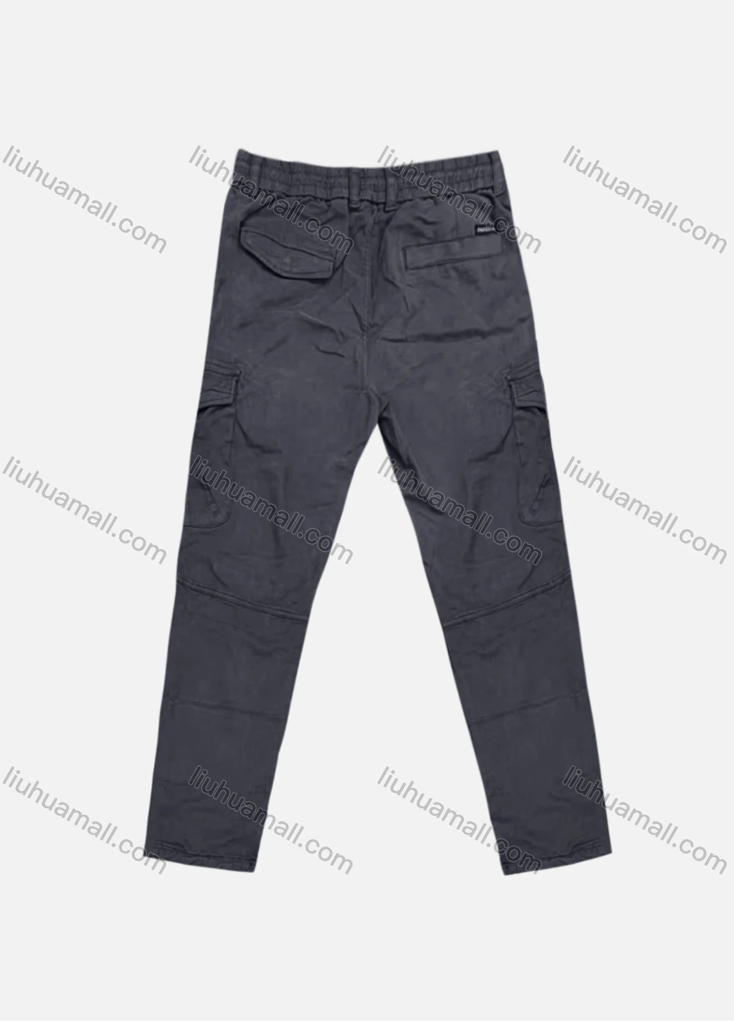 Wholesale Men's Casual Plain Flap Pockets Elastic Waist Cargo Pant 7606# - Liuhuamall