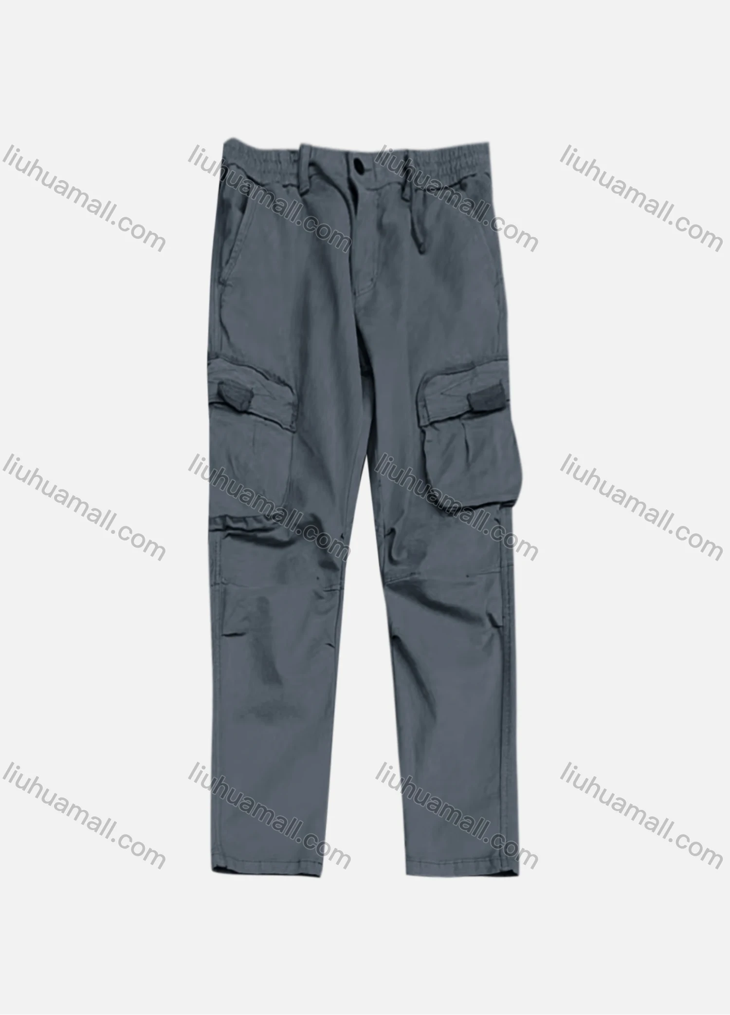 Wholesale Men's Casual Plain Flap Pockets Drawstring Pleated Cargo Pant 7607# - Liuhuamall