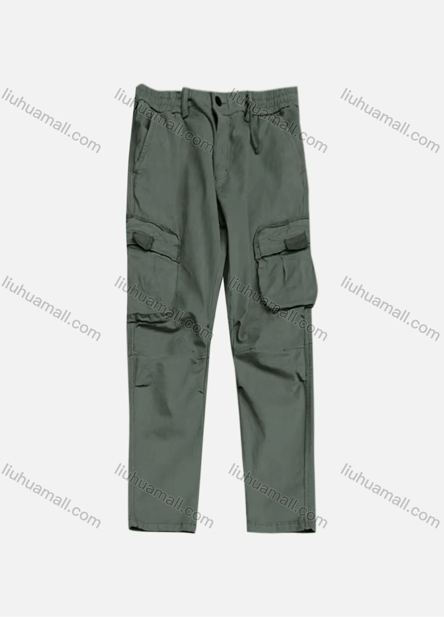 Wholesale Men's Casual Plain Flap Pockets Drawstring Pleated Cargo Pant 7607# - Liuhuamall