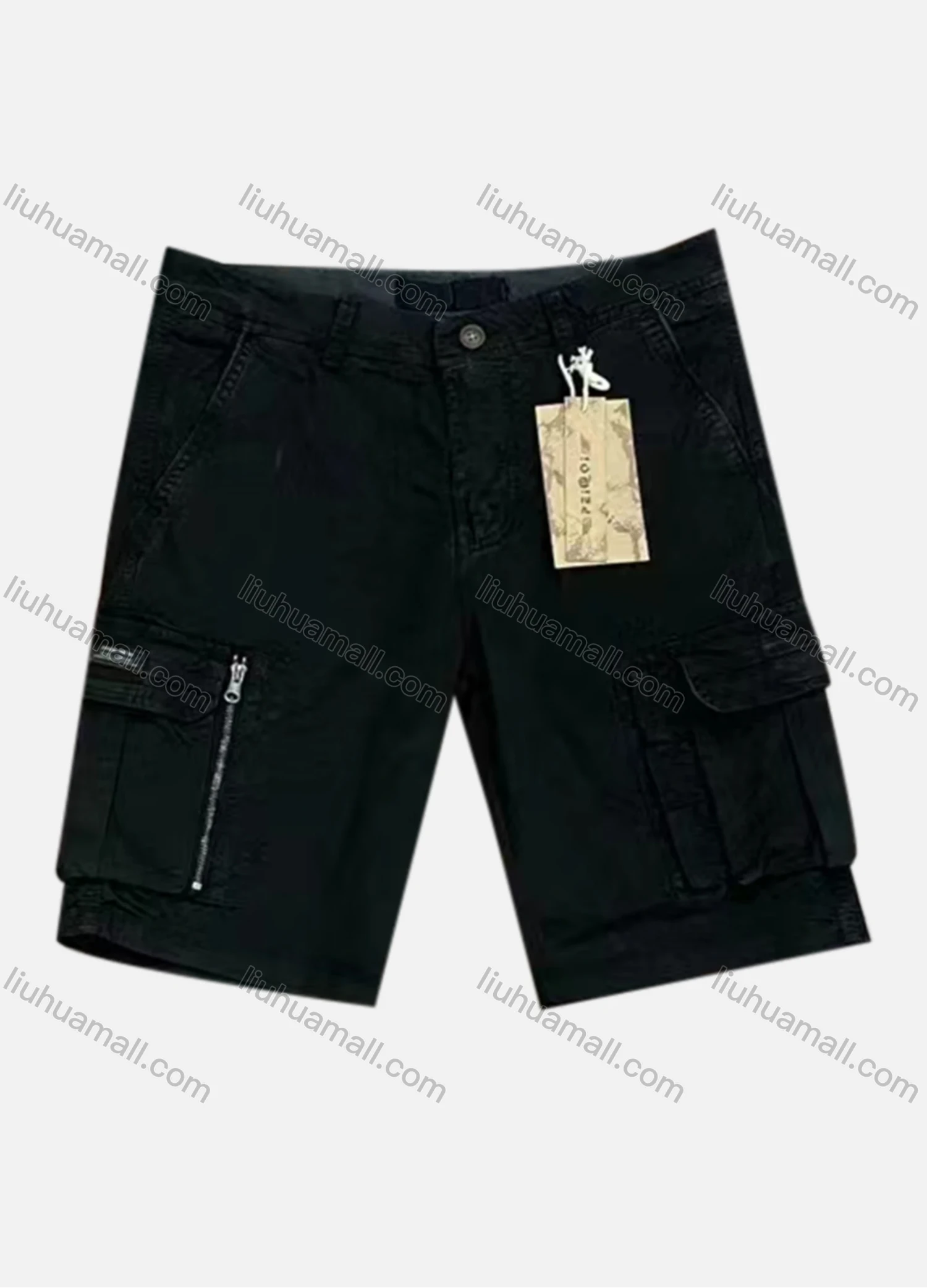 Wholesale Men's Casual Plain Flap Pockets Zip Decor Cargo Shorts 9302# - Liuhuamall