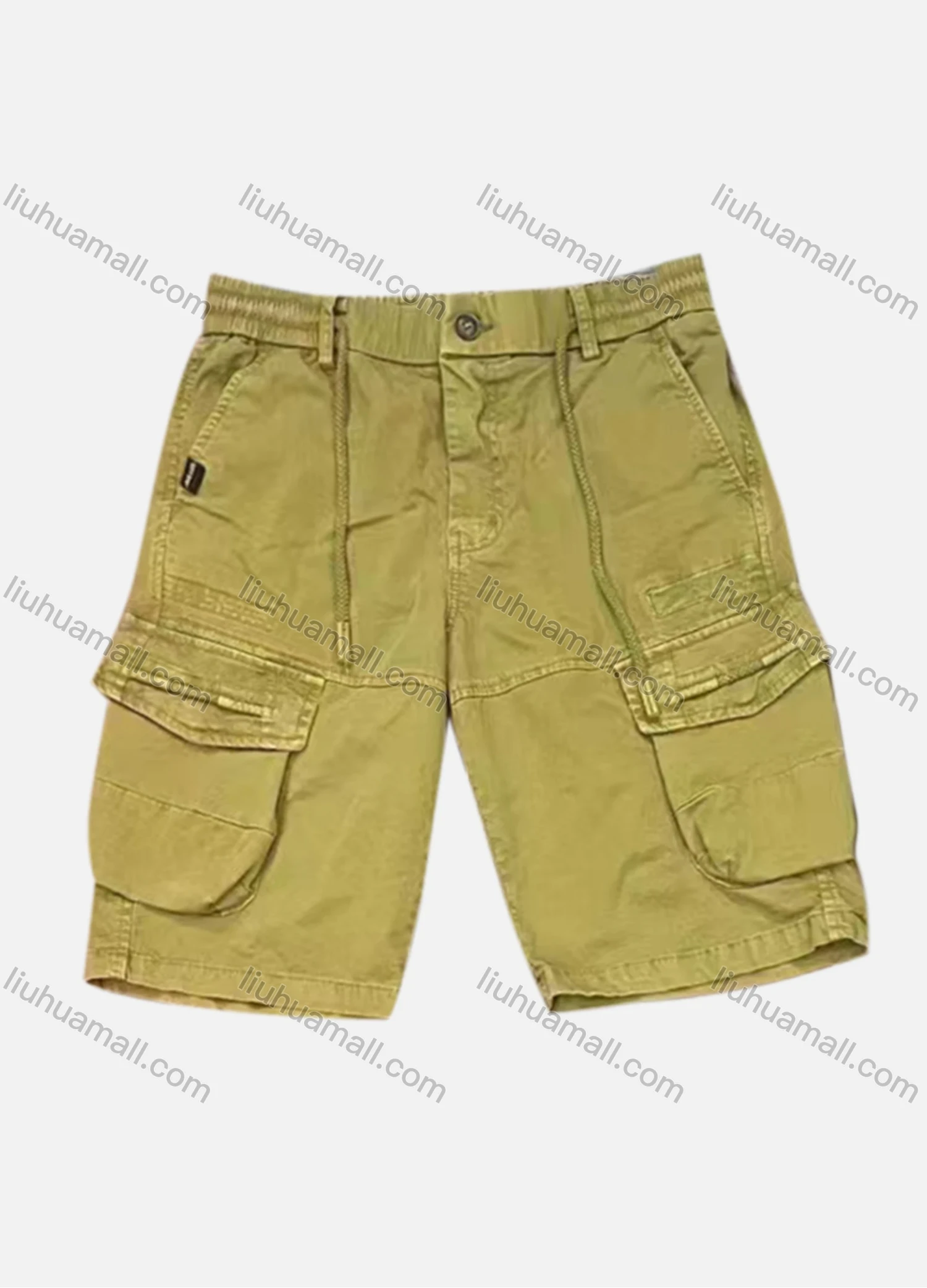 Wholesale Men's Casual Plain Flap Pockets Drawstring Cargo Shorts 9303# - Liuhuamall