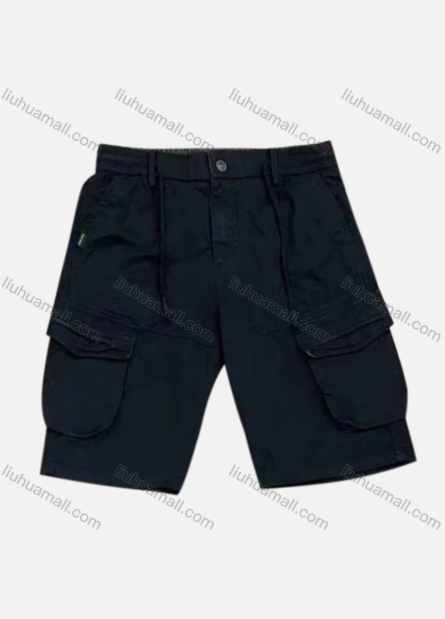 Wholesale Men's Casual Plain Flap Pockets Drawstring Cargo Shorts 9303# - Liuhuamall