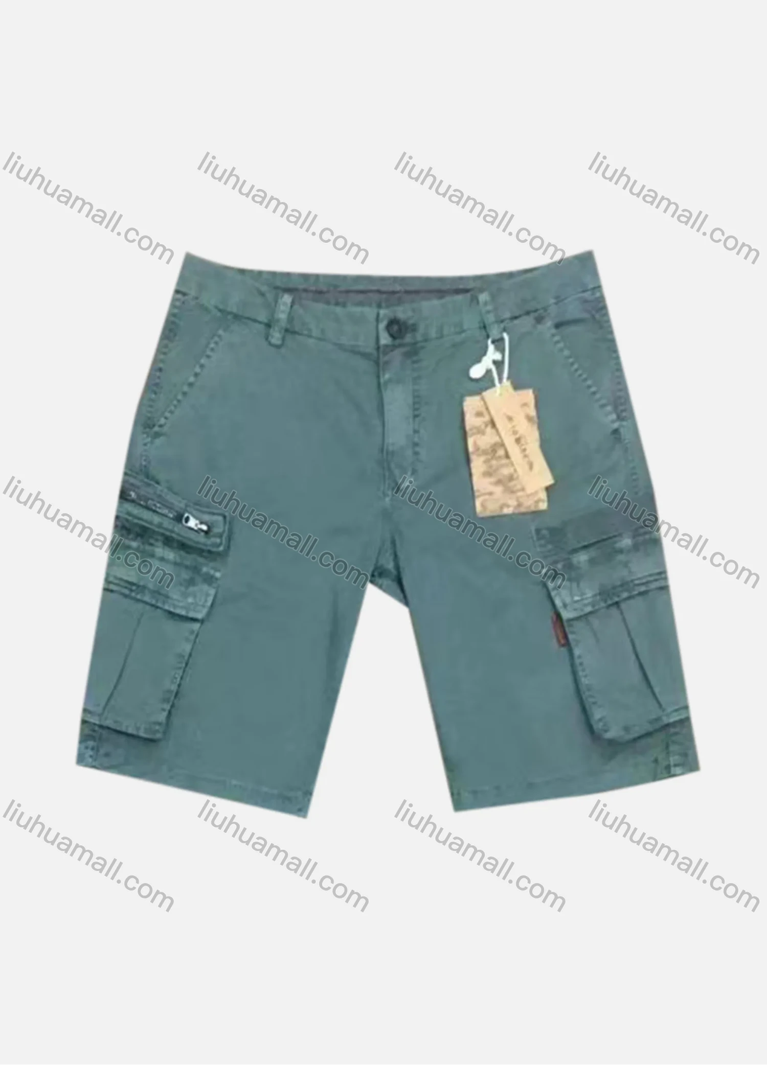 Wholesale Men's Casual Plain Flap Pockets Zip Decor Cargo Shorts 9380# - Liuhuamall