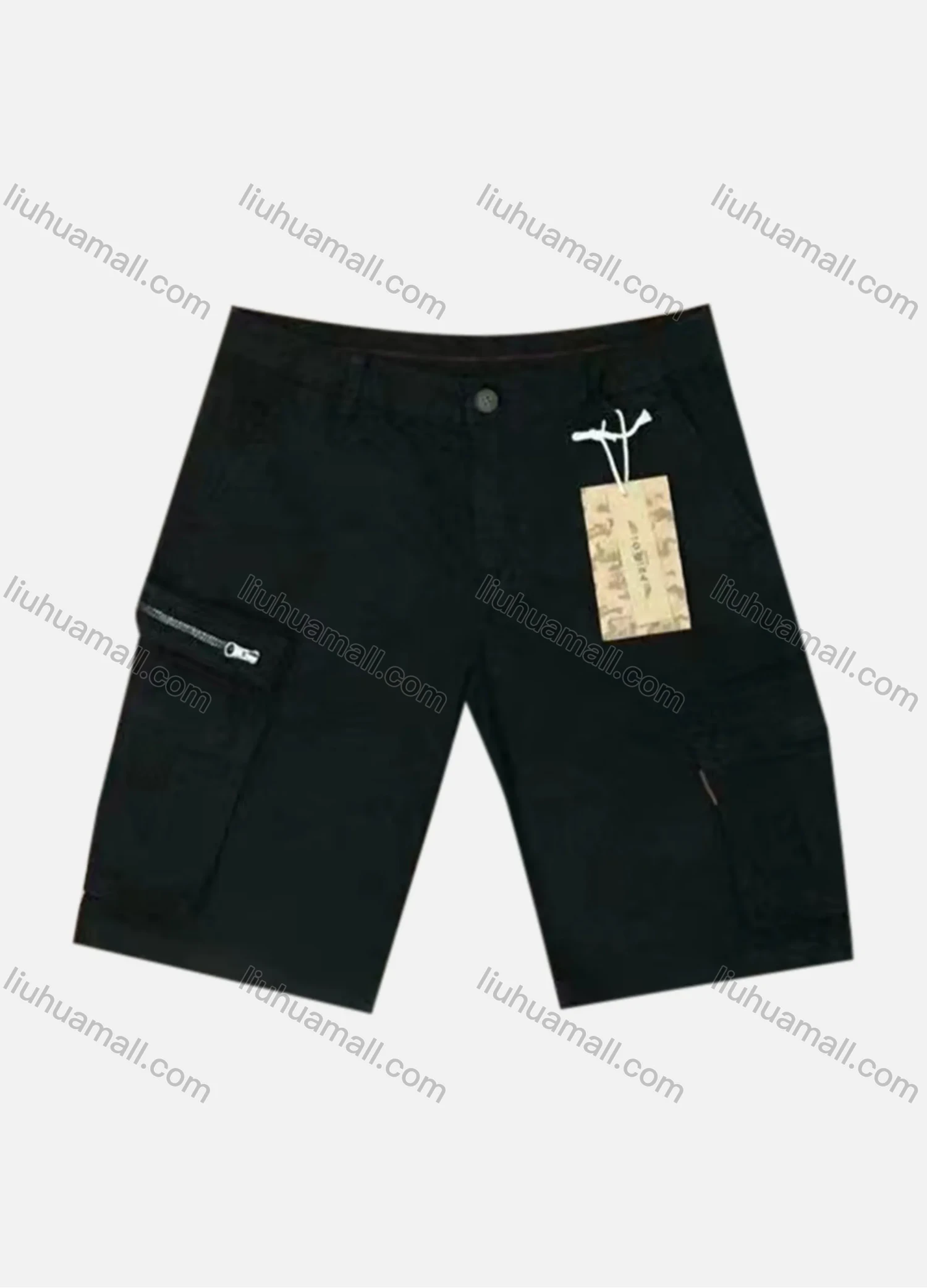 Wholesale Men's Casual Plain Flap Pockets Zip Decor Cargo Shorts 9380# - Liuhuamall