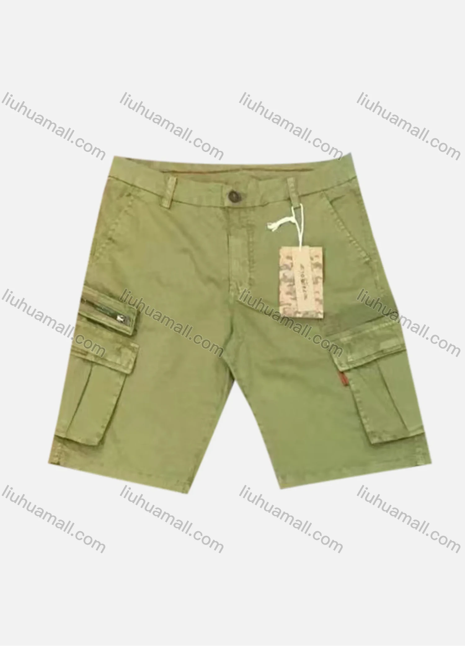 Wholesale Men's Casual Plain Flap Pockets Zip Decor Cargo Shorts 9380# - Liuhuamall
