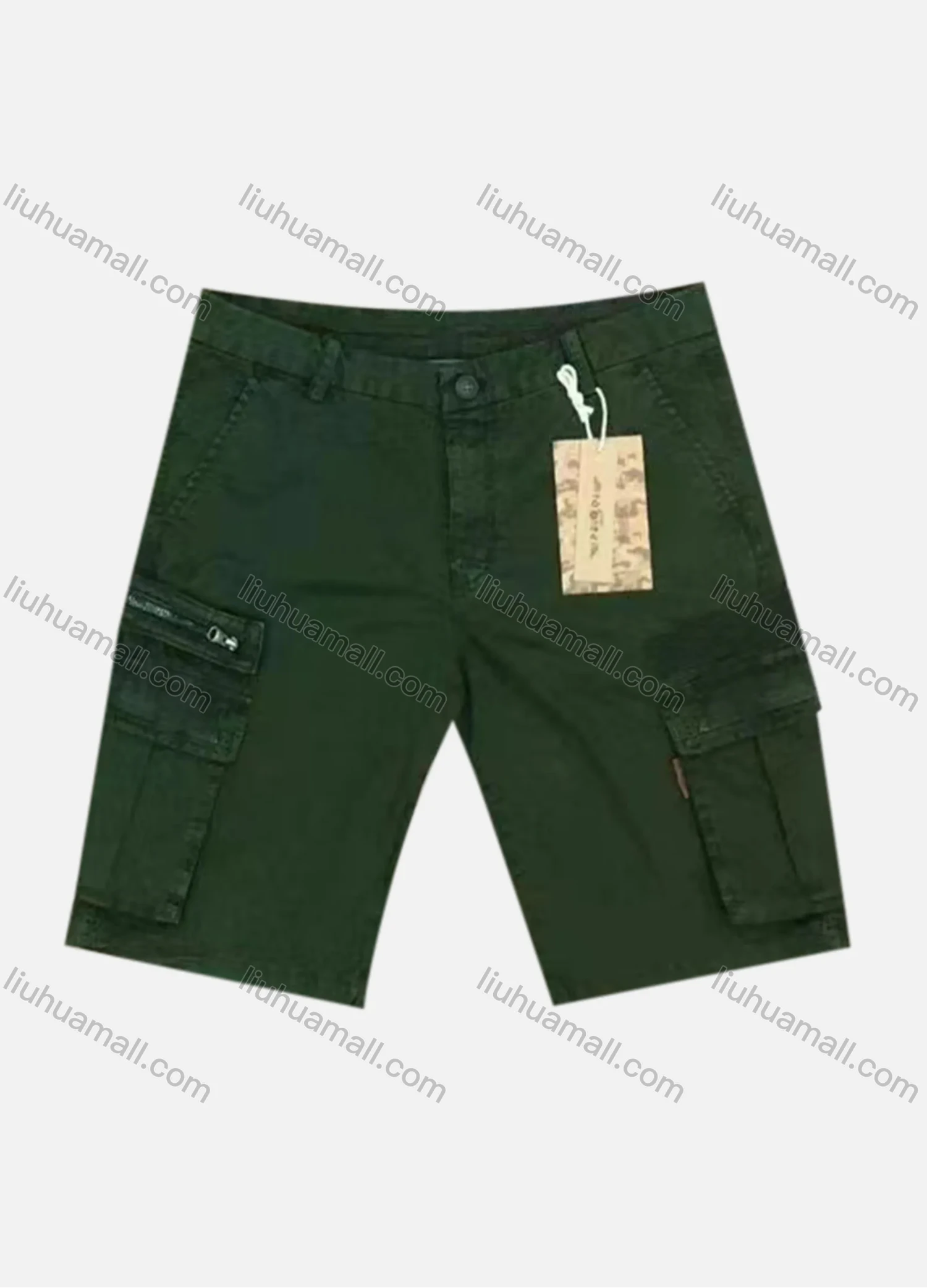 Wholesale Men's Casual Plain Flap Pockets Zip Decor Cargo Shorts 9380# - Liuhuamall