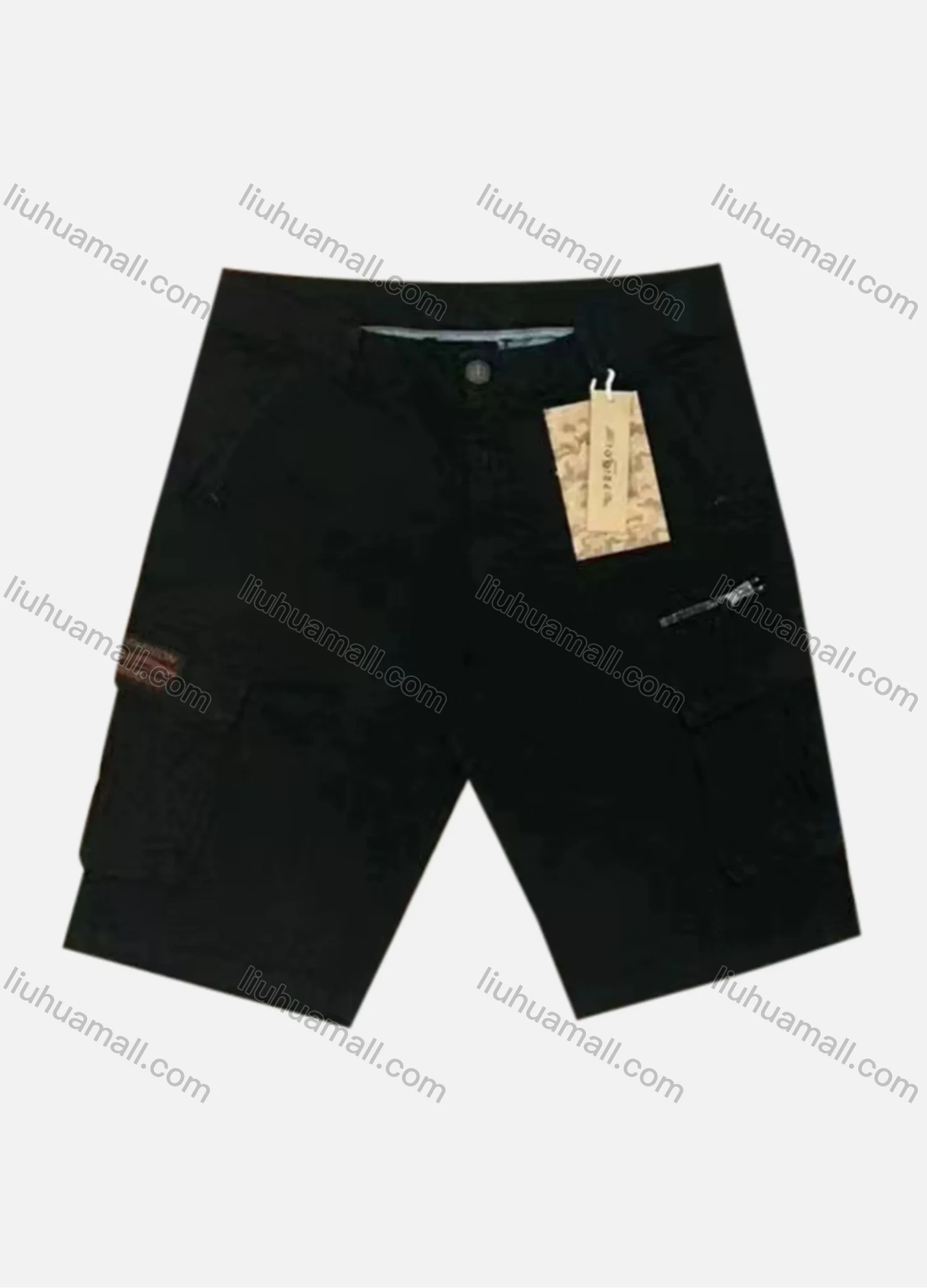 Wholesale Men's Casual Plain Flap Pockets Zip Decor Cargo Shorts 9381# - Liuhuamall