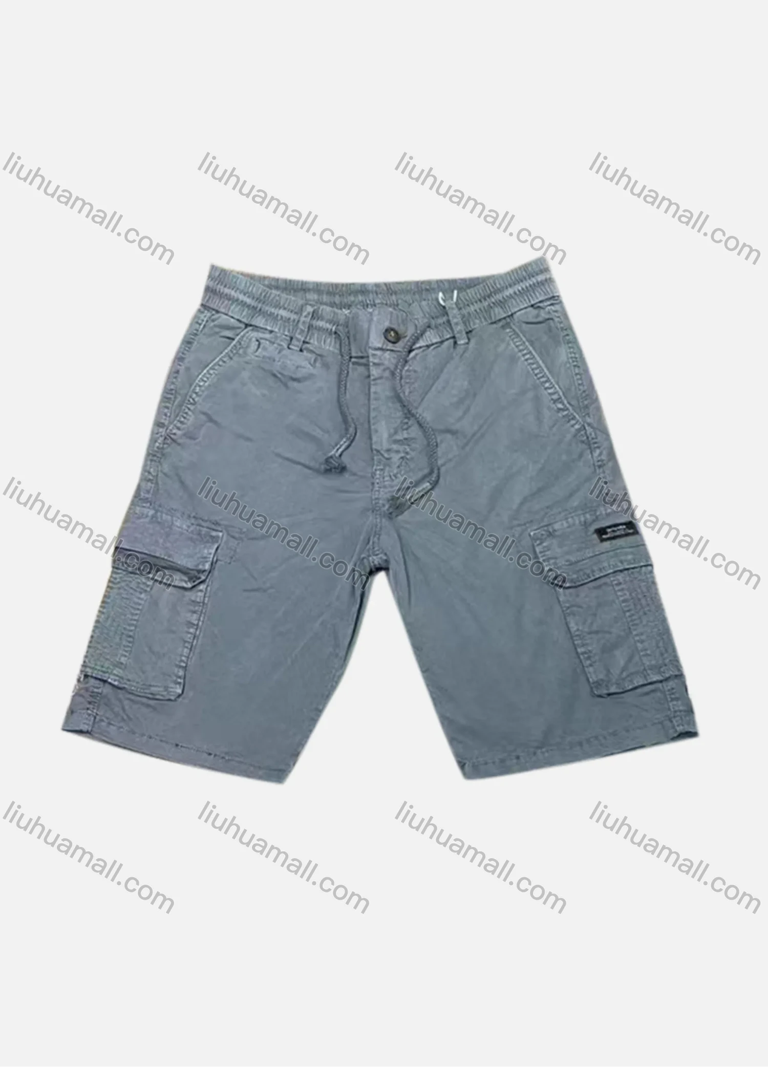 Wholesale Men's Casual Plain Flap Pockets Drawstring Cargo Shorts 9385# - Liuhuamall
