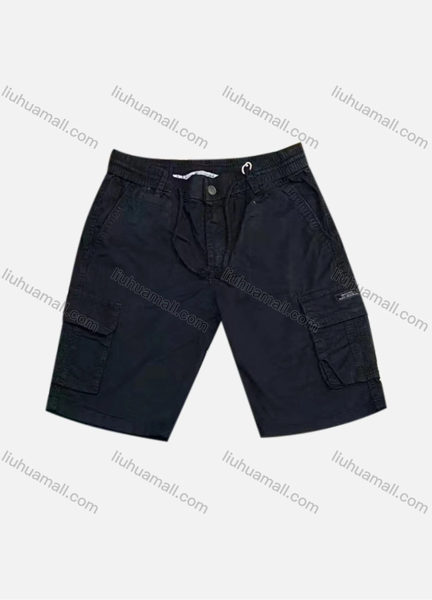 Wholesale Men's Casual Plain Flap Pockets Drawstring Cargo Shorts 9385# - Liuhuamall