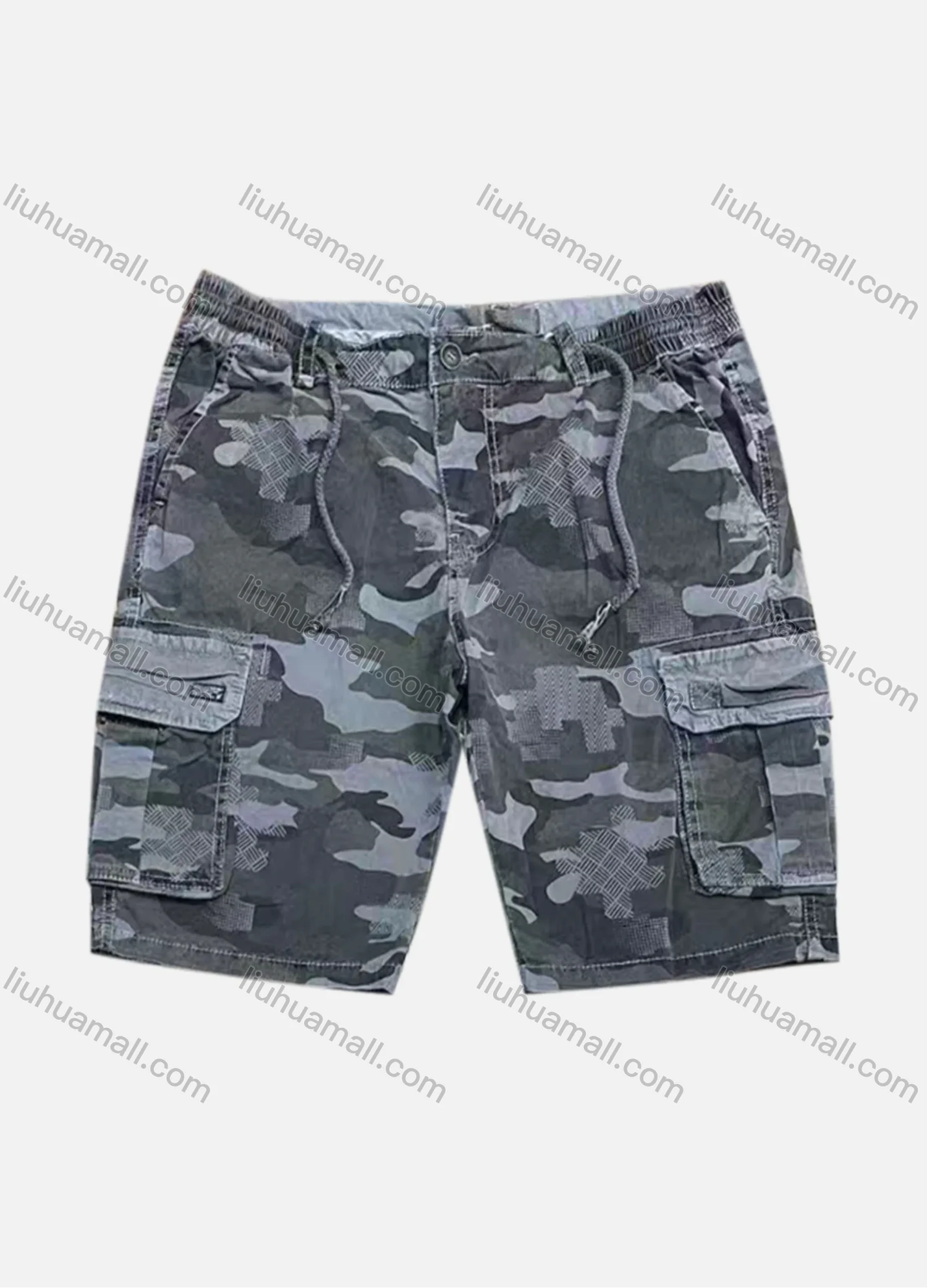 Wholesale Men's Casual Camouflage Flap Pockets Drawstring Cargo Shorts 9389# - Liuhuamall