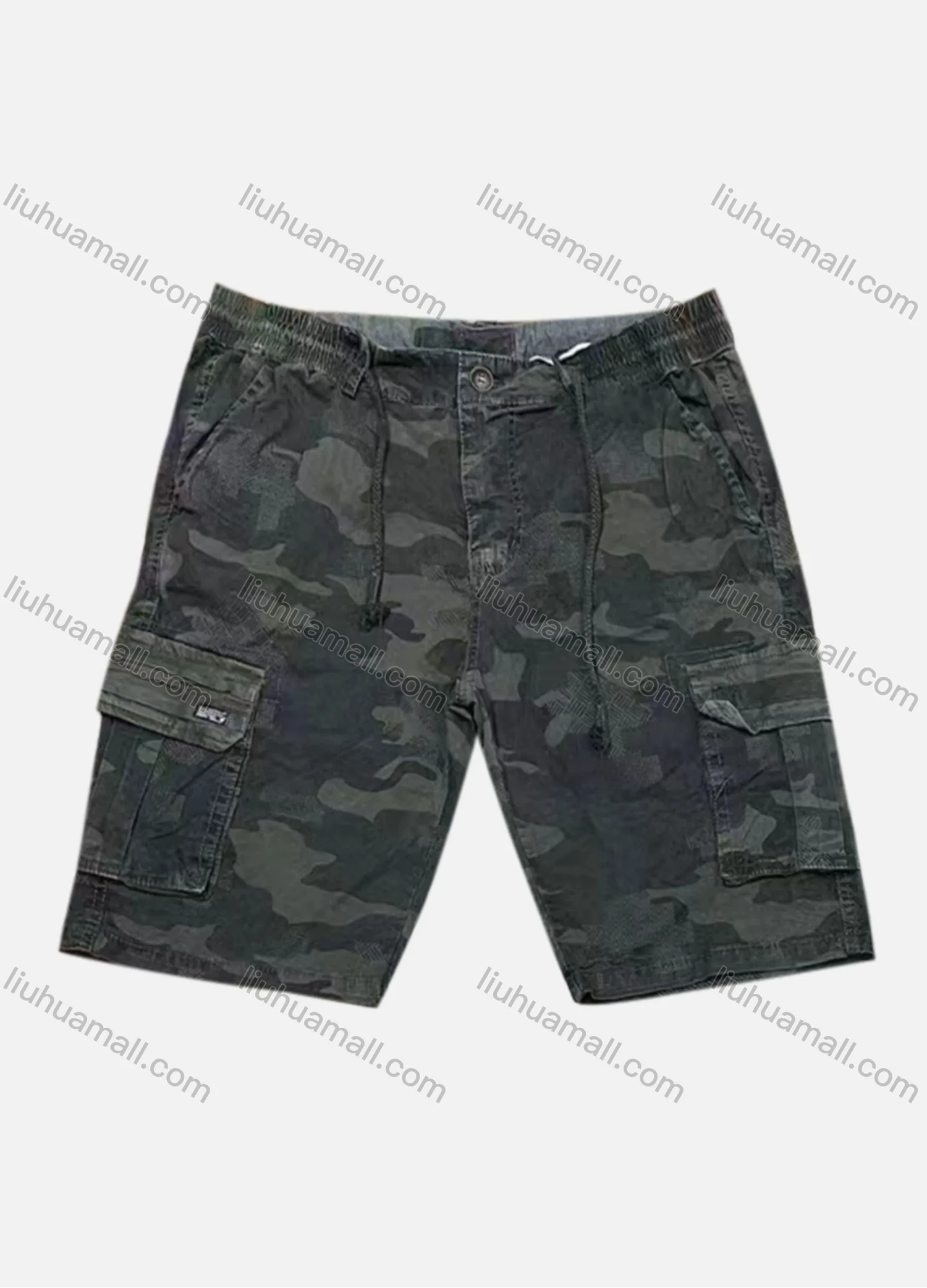 Wholesale Men's Casual Camouflage Flap Pockets Drawstring Cargo Shorts 9389# - Liuhuamall
