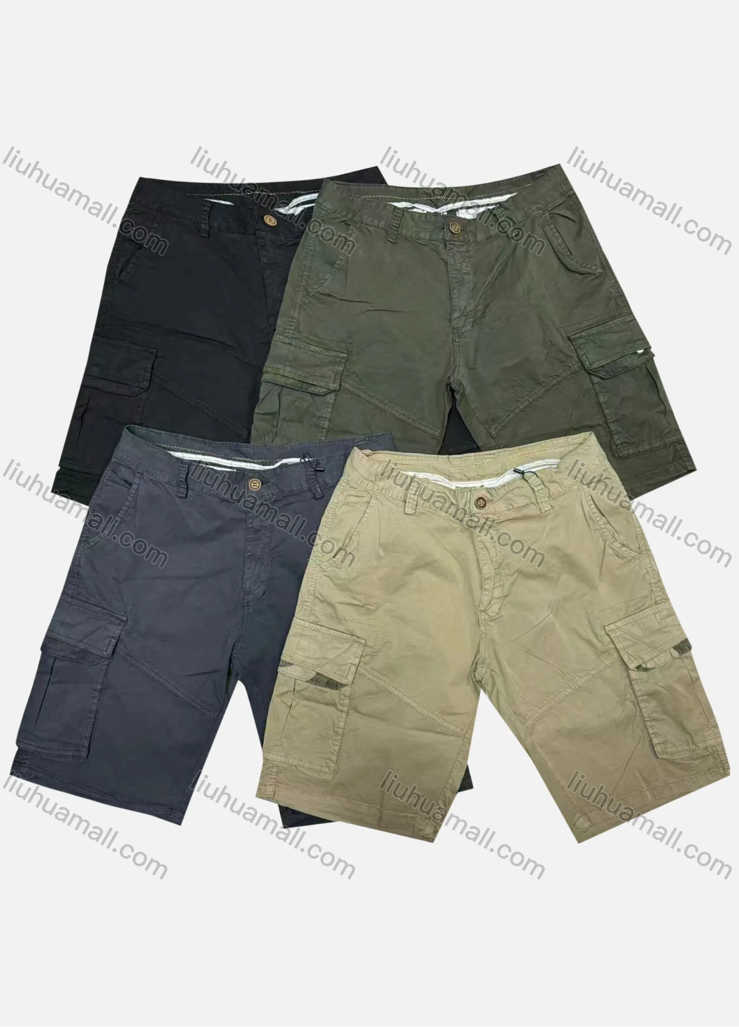Wholesale Men's Casual Plain Flap Pockets Cargo Shorts D-753# - Liuhuamall