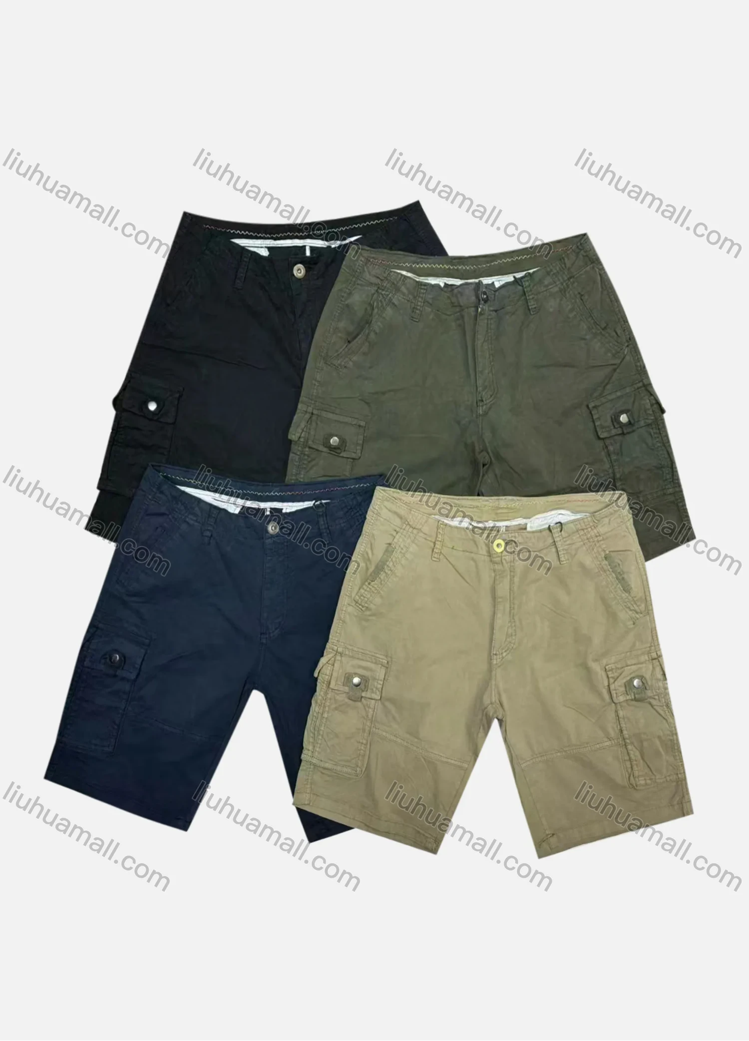 Wholesale Men's Casual Plain Flap Pockets Cargo Shorts D-758# - Liuhuamall