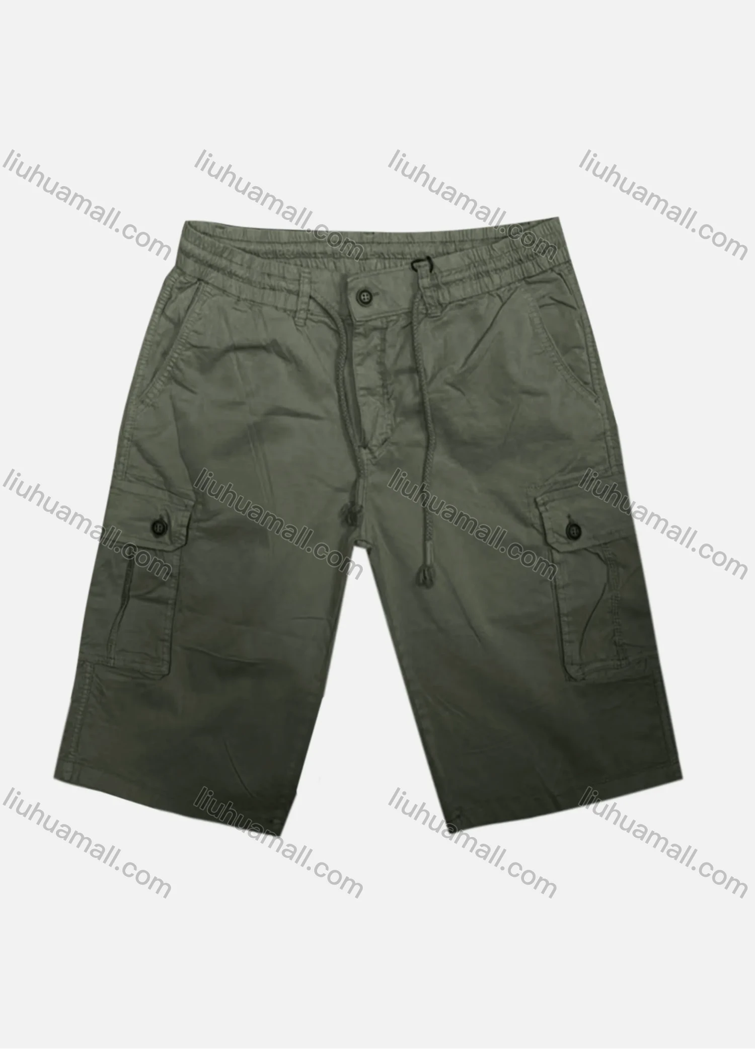 Wholesale Men's Casual Plain Flap Pockets Drawstring Cargo Shorts HK-67# - Liuhuamall