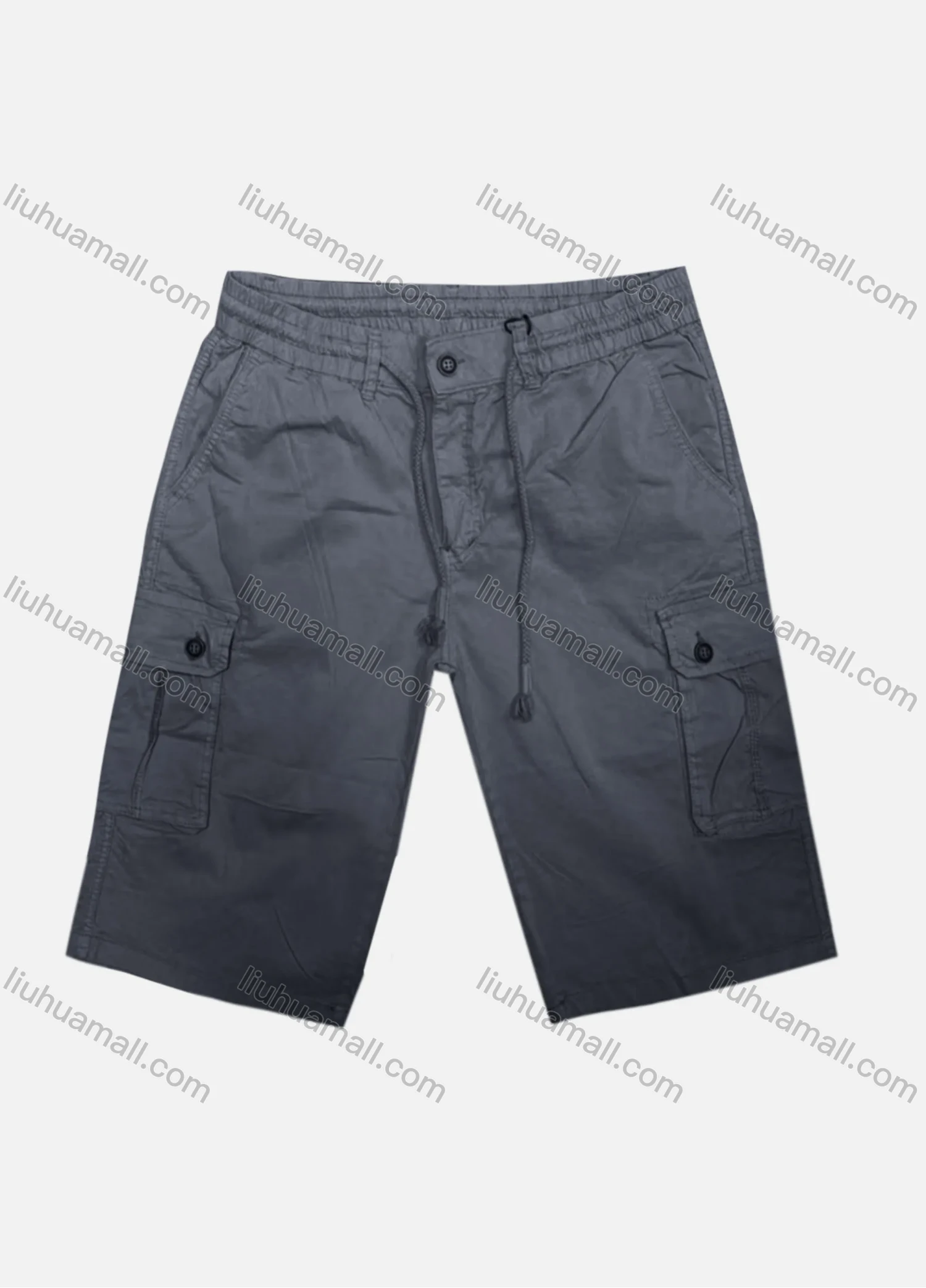 Wholesale Men's Casual Plain Flap Pockets Drawstring Cargo Shorts HK-67# - Liuhuamall
