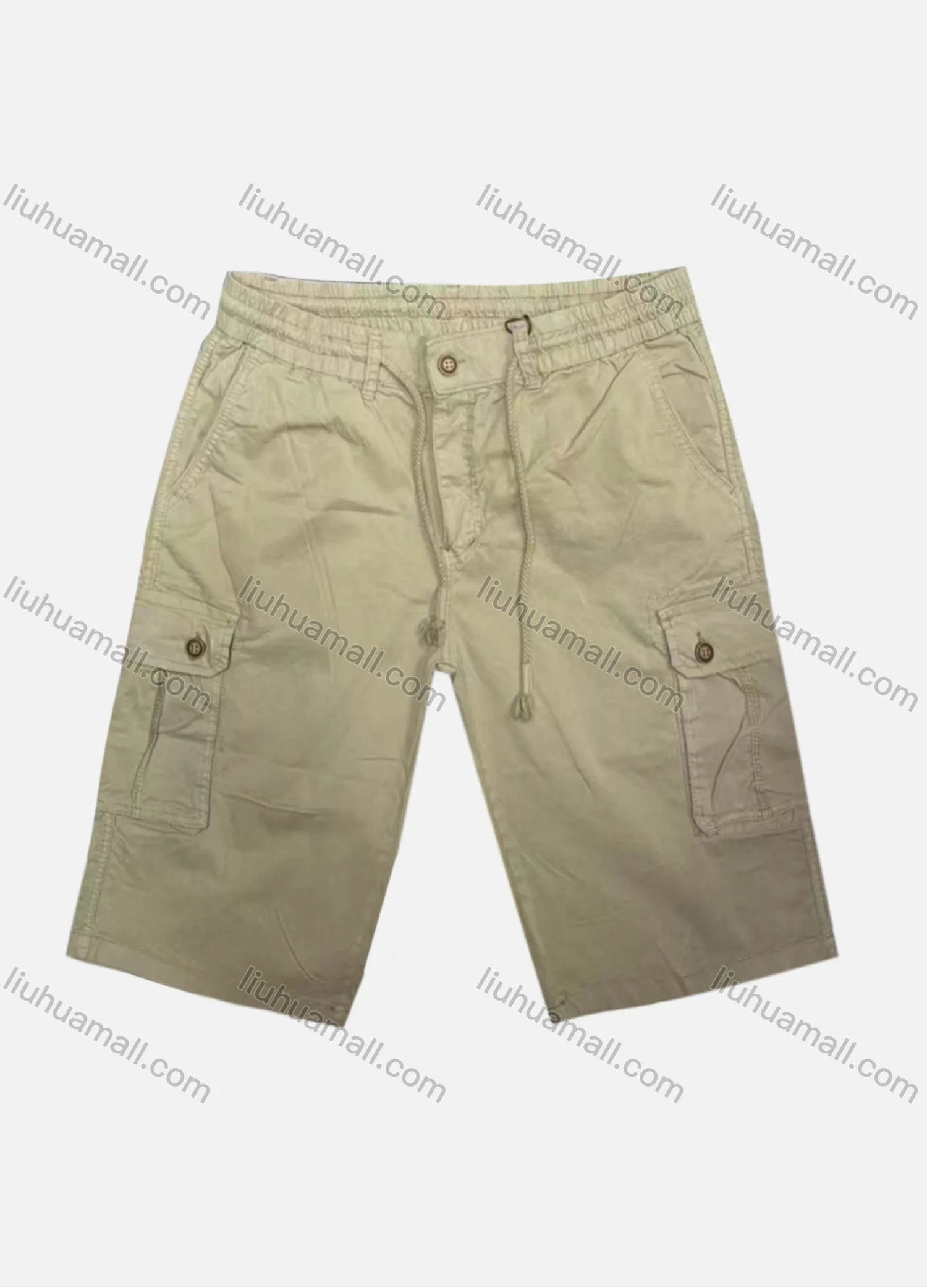Wholesale Men's Casual Plain Flap Pockets Drawstring Cargo Shorts HK-67# - Liuhuamall