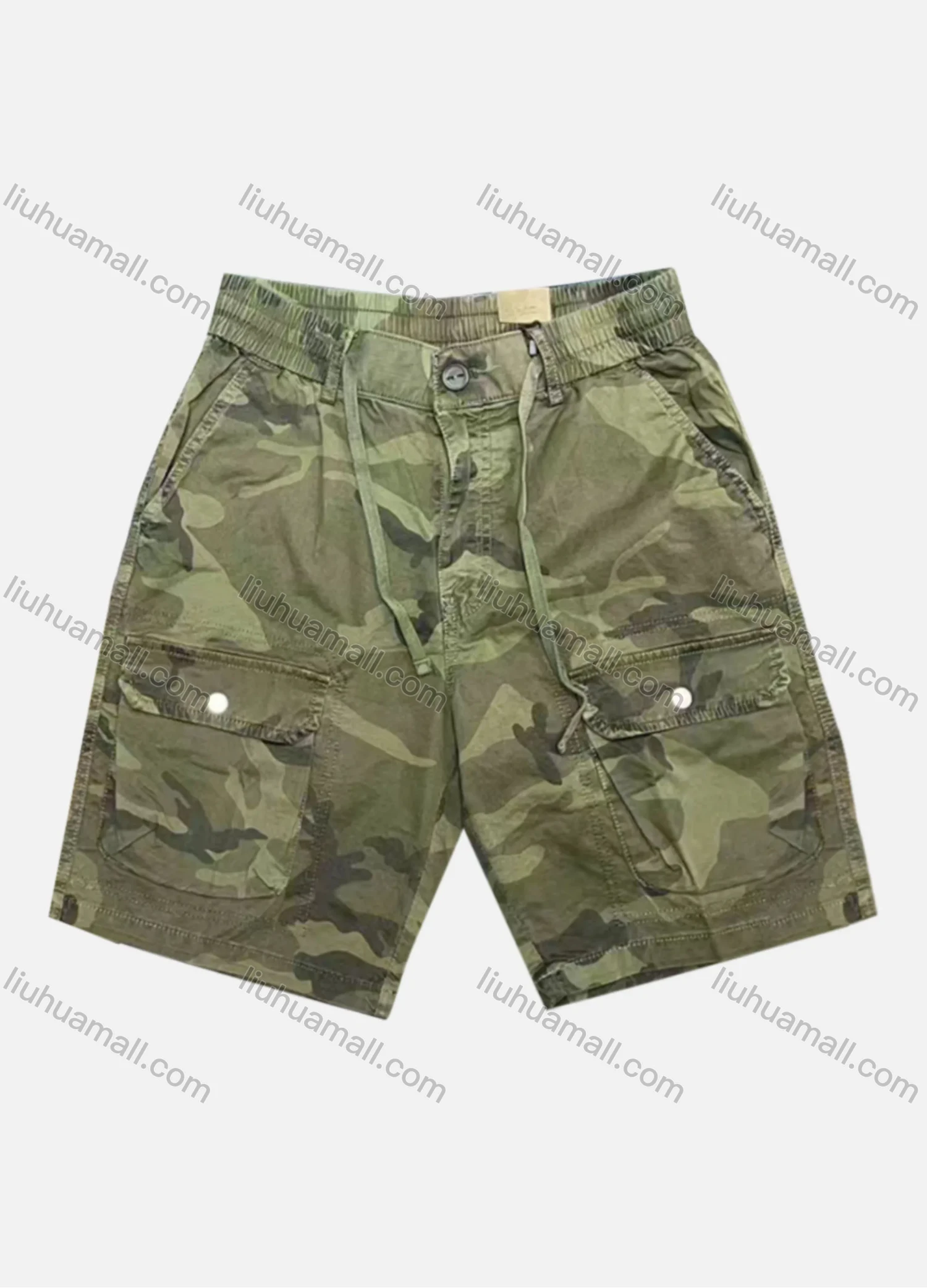 Wholesale Men's Casual Camouflage Flap Pockets Drawstring Cargo Shorts L6501# - Liuhuamall