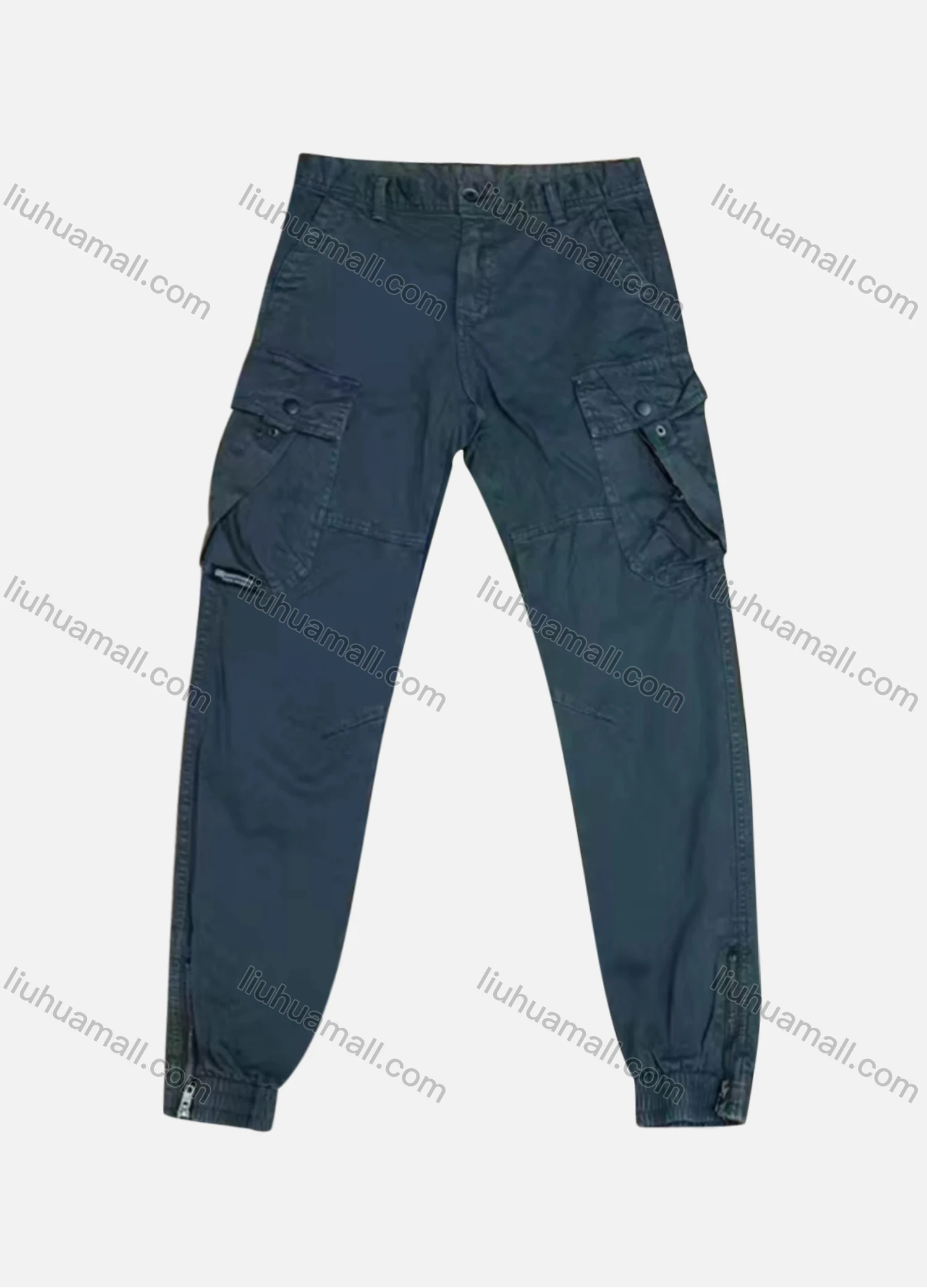 Wholesale Men's Casual Plain Flap Pockets Zip Hem Cargo Pant AK7363# - Liuhuamall