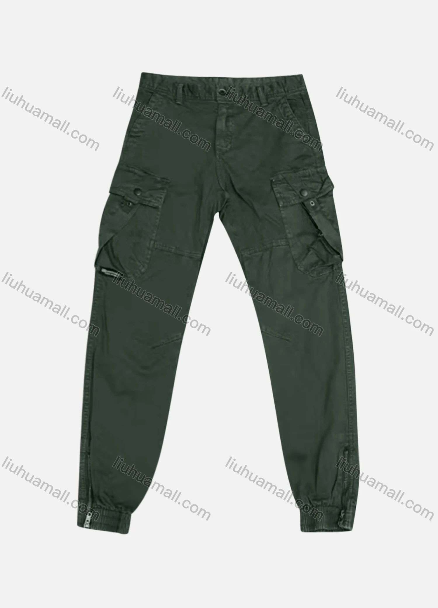 Wholesale Men's Casual Plain Flap Pockets Zip Hem Cargo Pant AK7363# - Liuhuamall