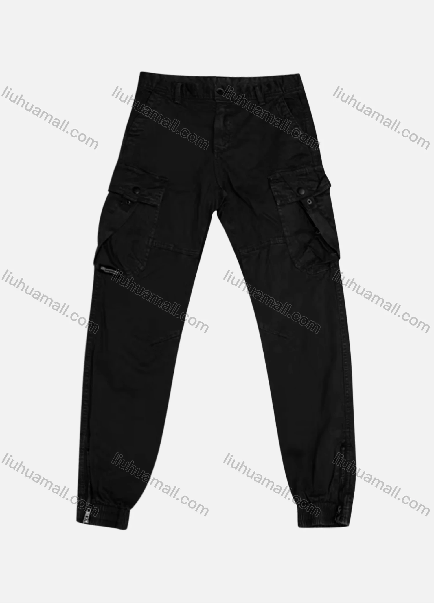 Wholesale Men's Casual Plain Flap Pockets Zip Hem Cargo Pant AK7363# - Liuhuamall