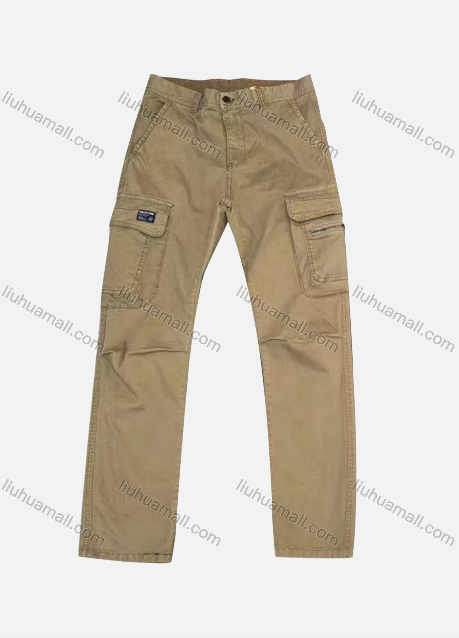 Wholesale Men's Casual Plain Flap Pockets Zip Decor Pleated Cargo Pant AK7382# - Liuhuamall