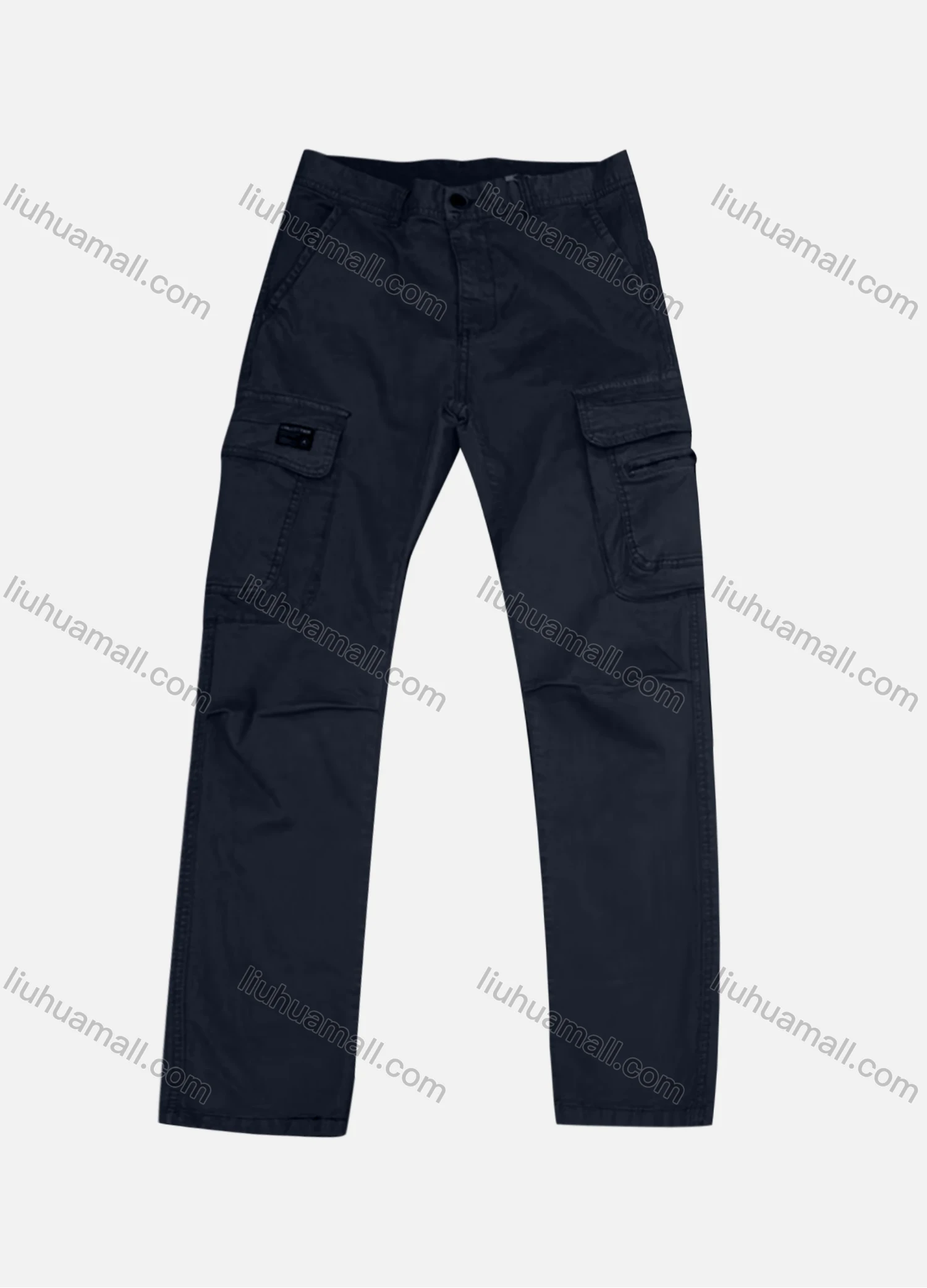 Wholesale Men's Casual Plain Flap Pockets Zip Decor Pleated Cargo Pant AK7382# - Liuhuamall