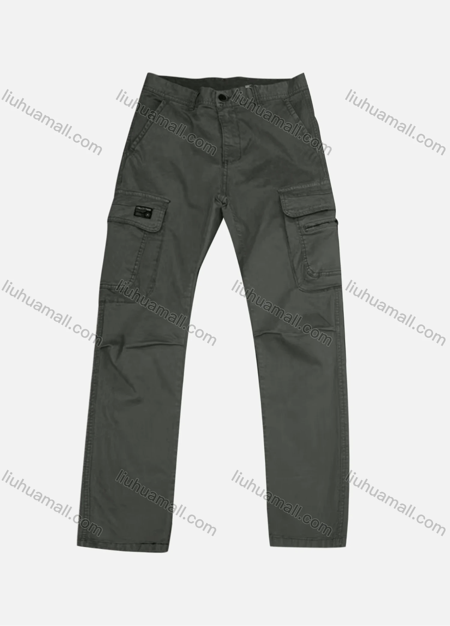 Wholesale Men's Casual Plain Flap Pockets Zip Decor Pleated Cargo Pant AK7382# - Liuhuamall