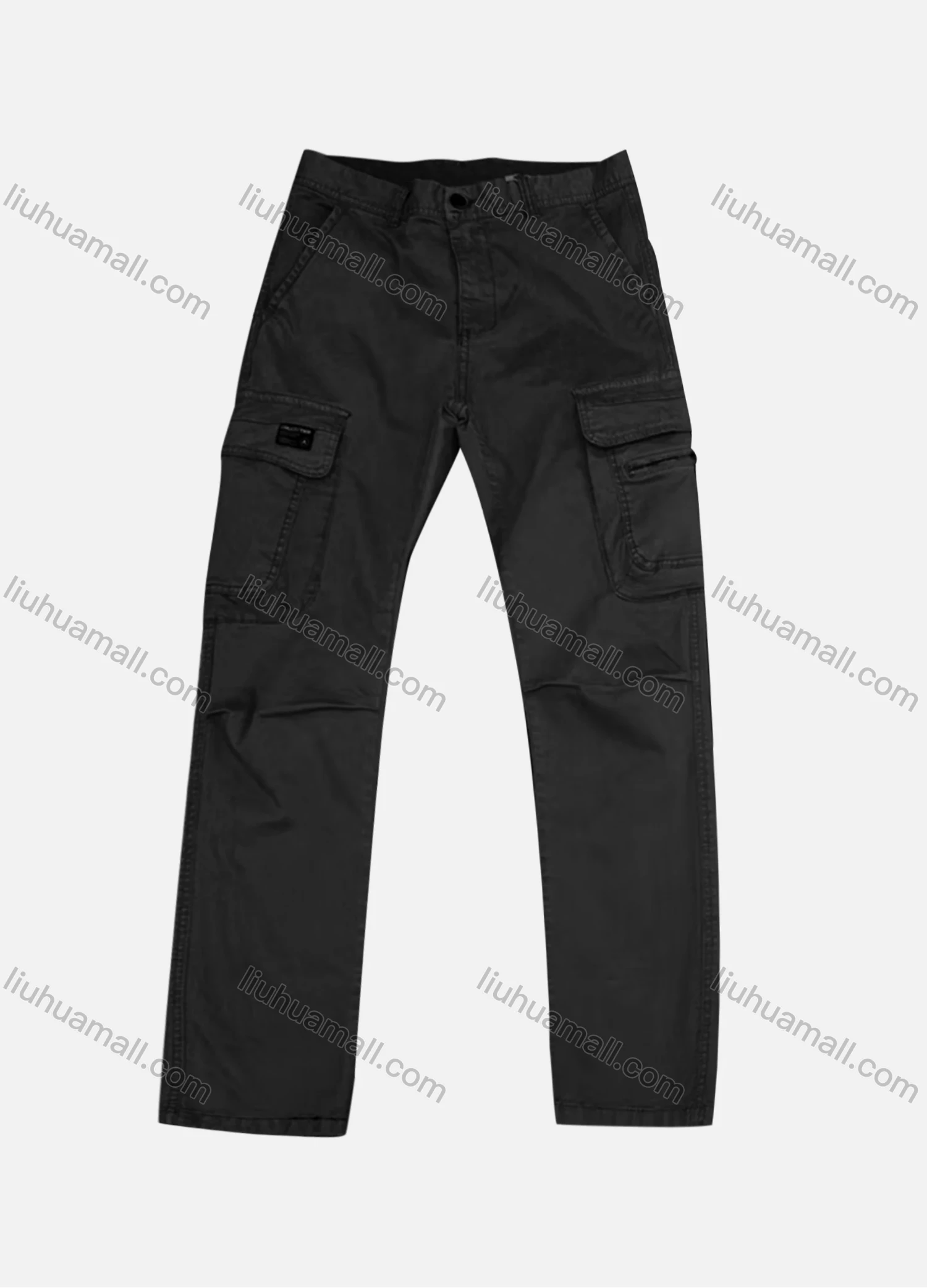 Wholesale Men's Casual Plain Flap Pockets Zip Decor Pleated Cargo Pant AK7382# - Liuhuamall