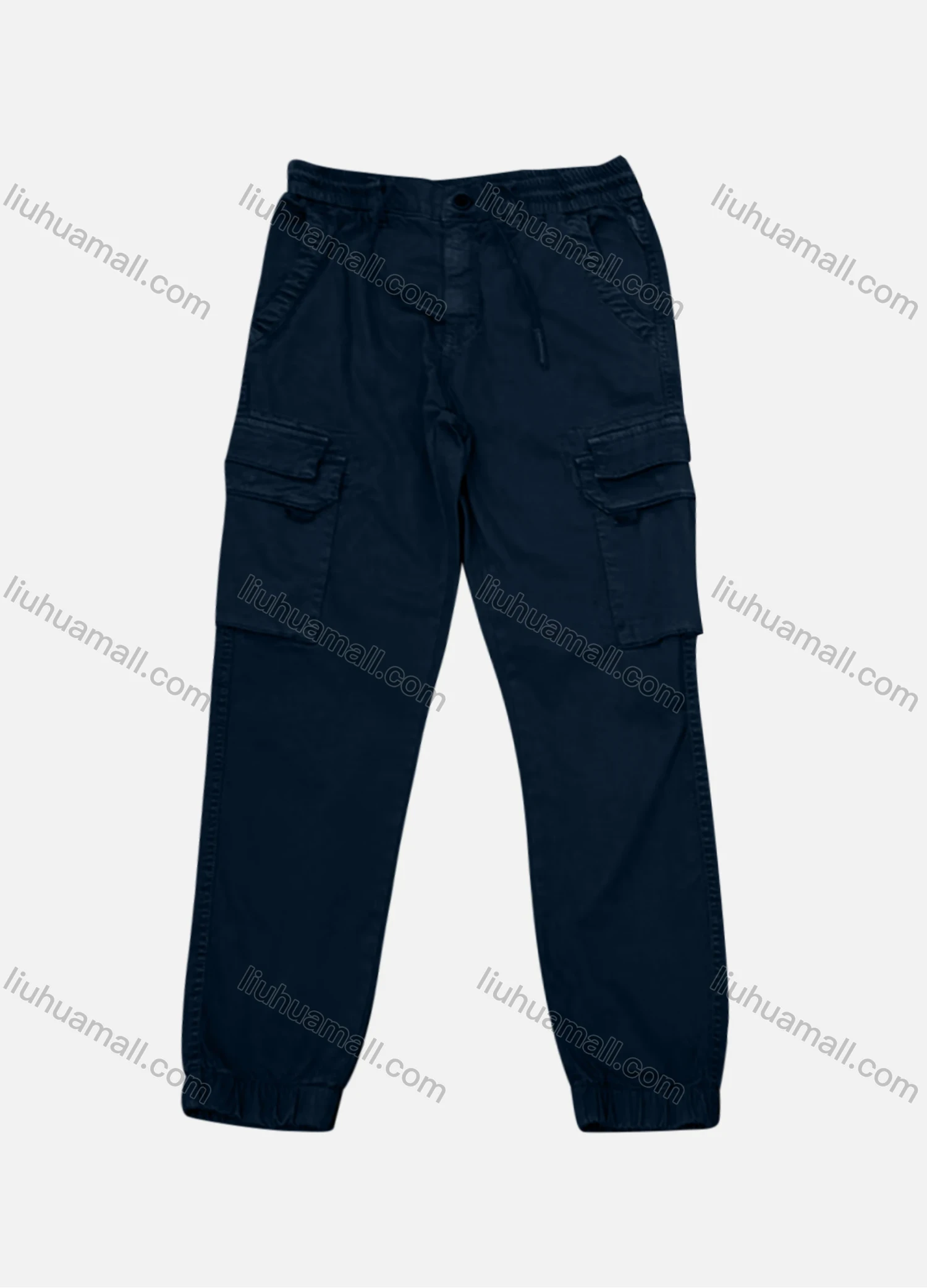 Wholesale Men's Casual Plain Flap Pockets Drawstring Cargo Pant AK7375# - Liuhuamall