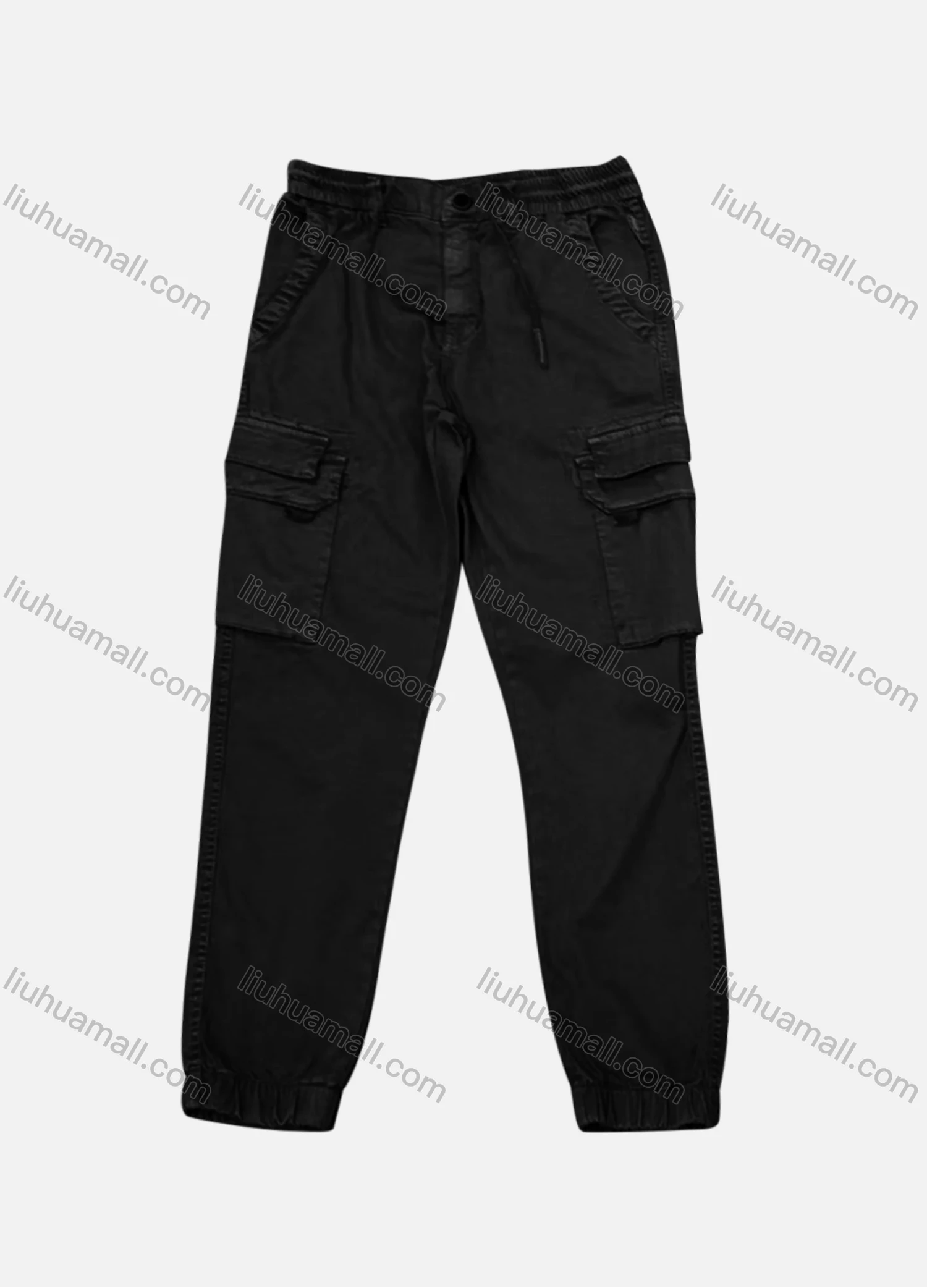 Wholesale Men's Casual Plain Flap Pockets Drawstring Cargo Pant AK7375# - Liuhuamall