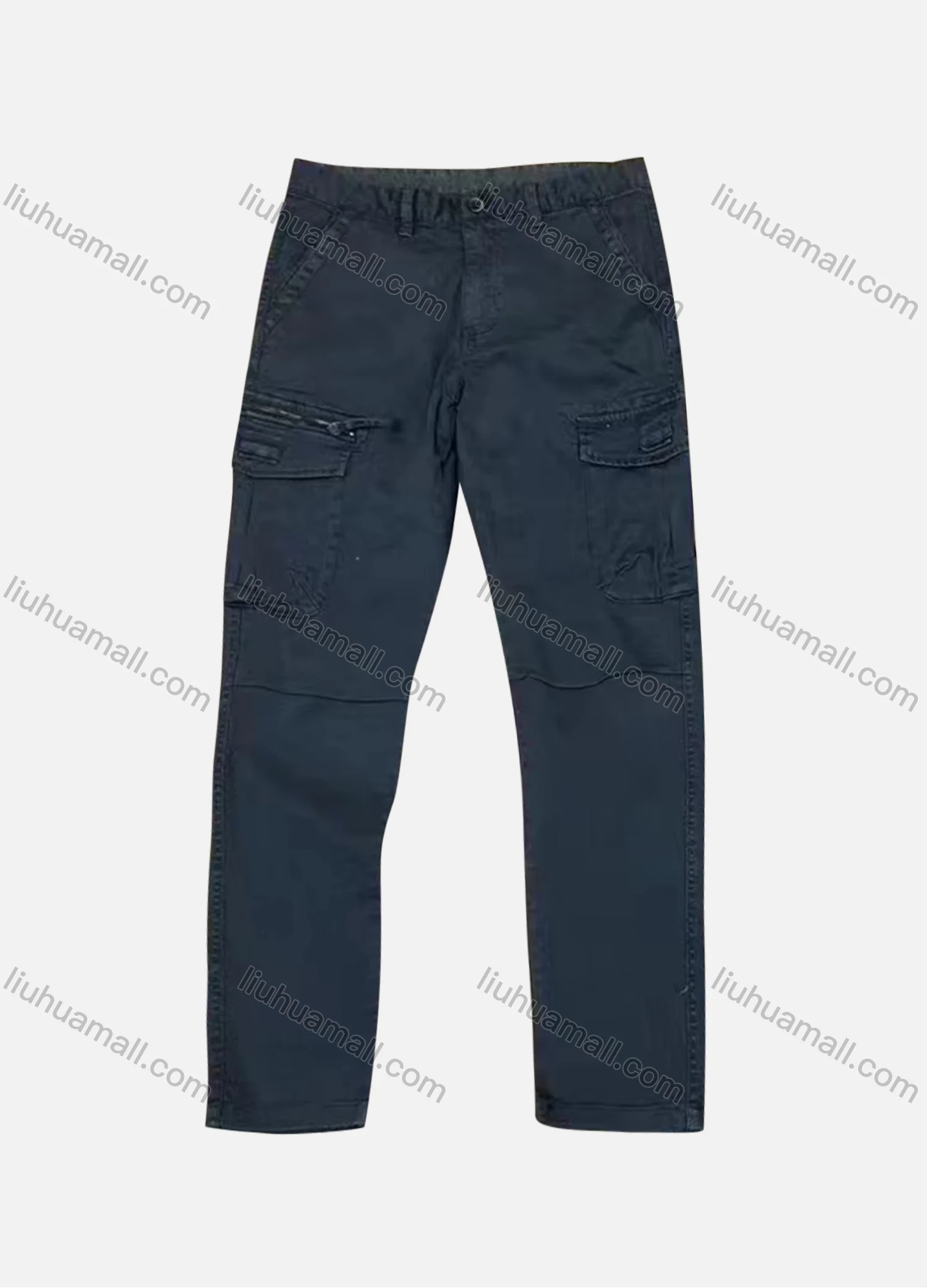 Wholesale Men's Casual Plain Flap Pockets Zip Decor Cargo Pant AK7373# - Liuhuamall