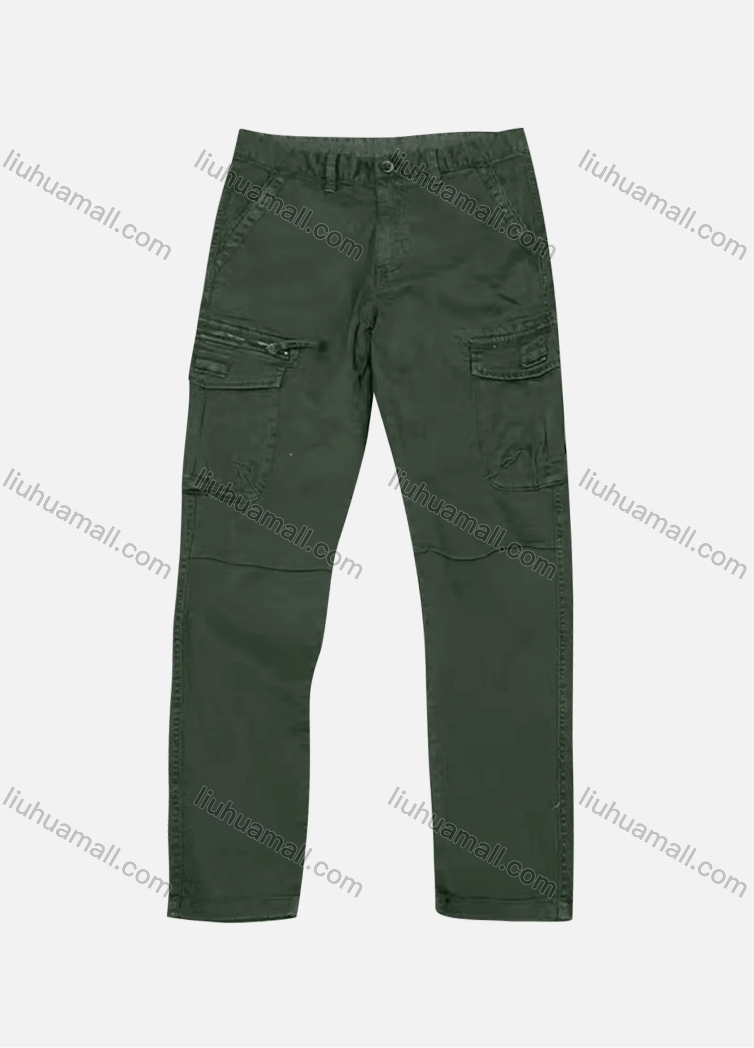 Wholesale Men's Casual Plain Flap Pockets Zip Decor Cargo Pant AK7373# - Liuhuamall
