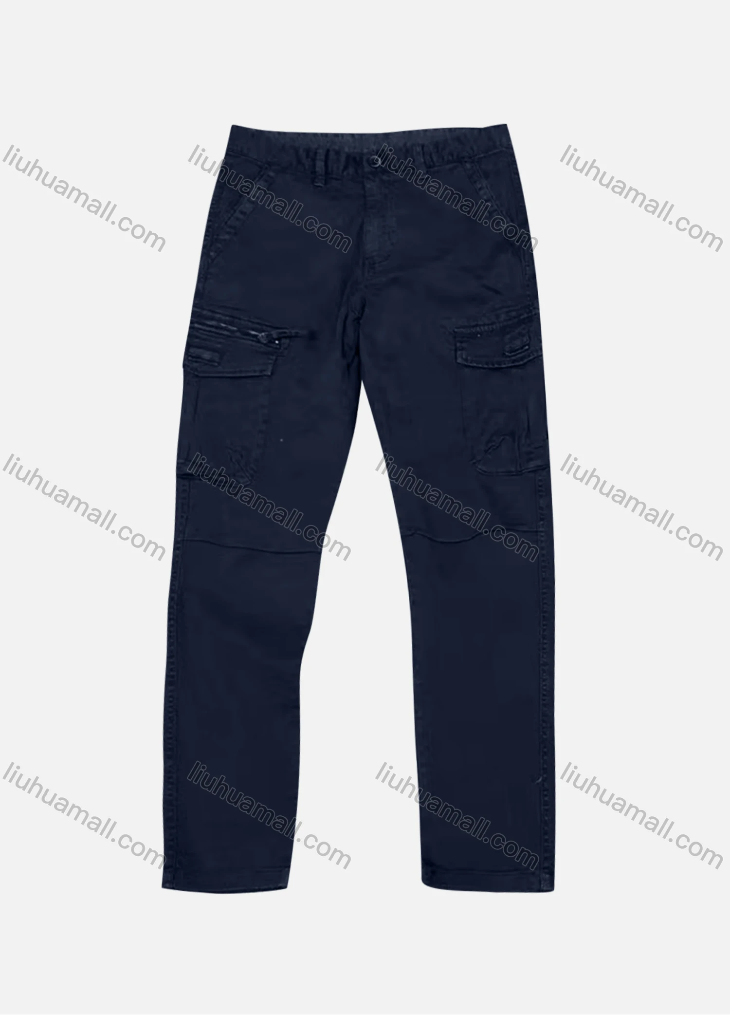 Wholesale Men's Casual Plain Flap Pockets Zip Decor Cargo Pant AK7373# - Liuhuamall