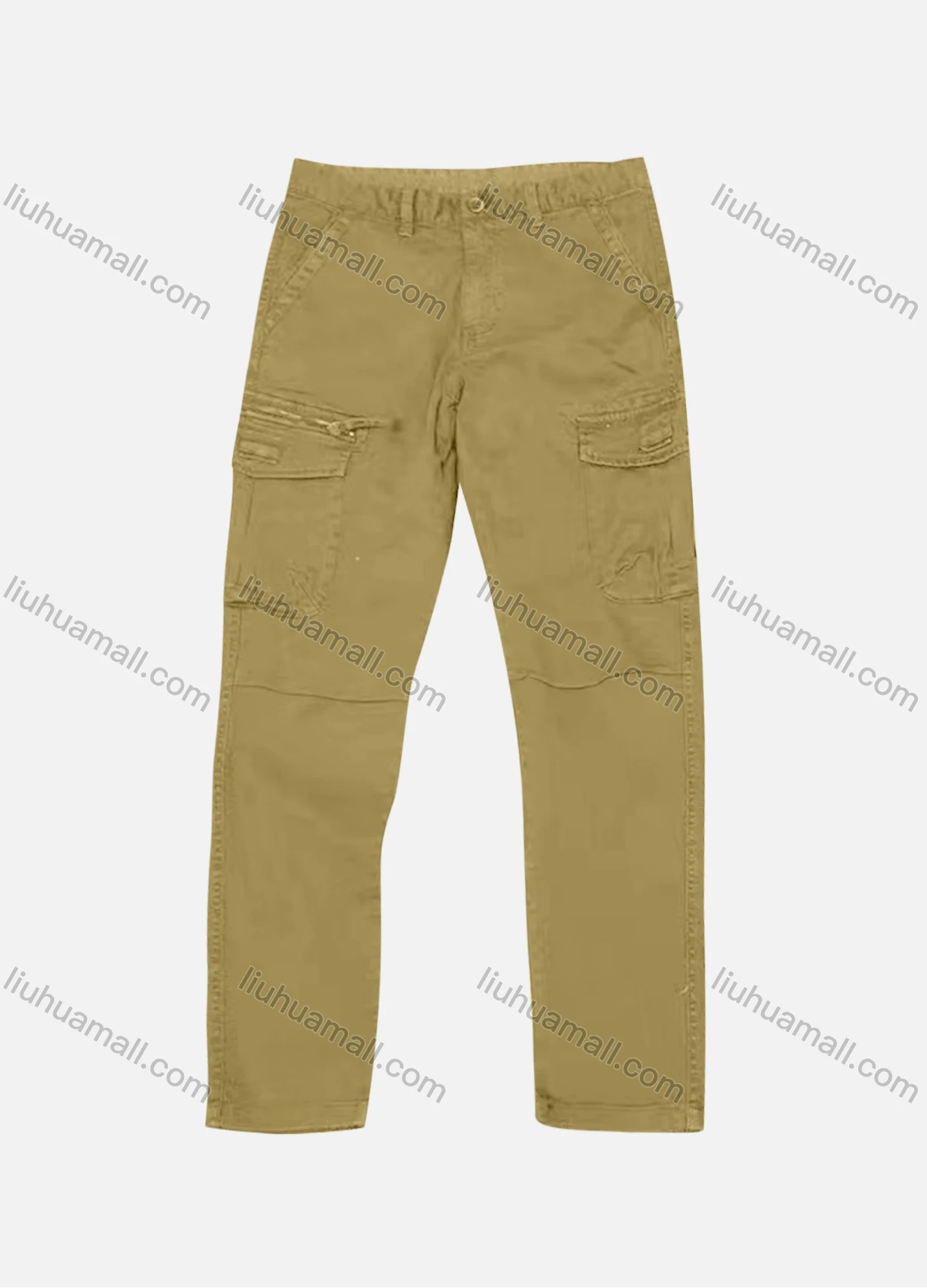 Wholesale Men's Casual Plain Flap Pockets Zip Decor Cargo Pant AK7373# - Liuhuamall