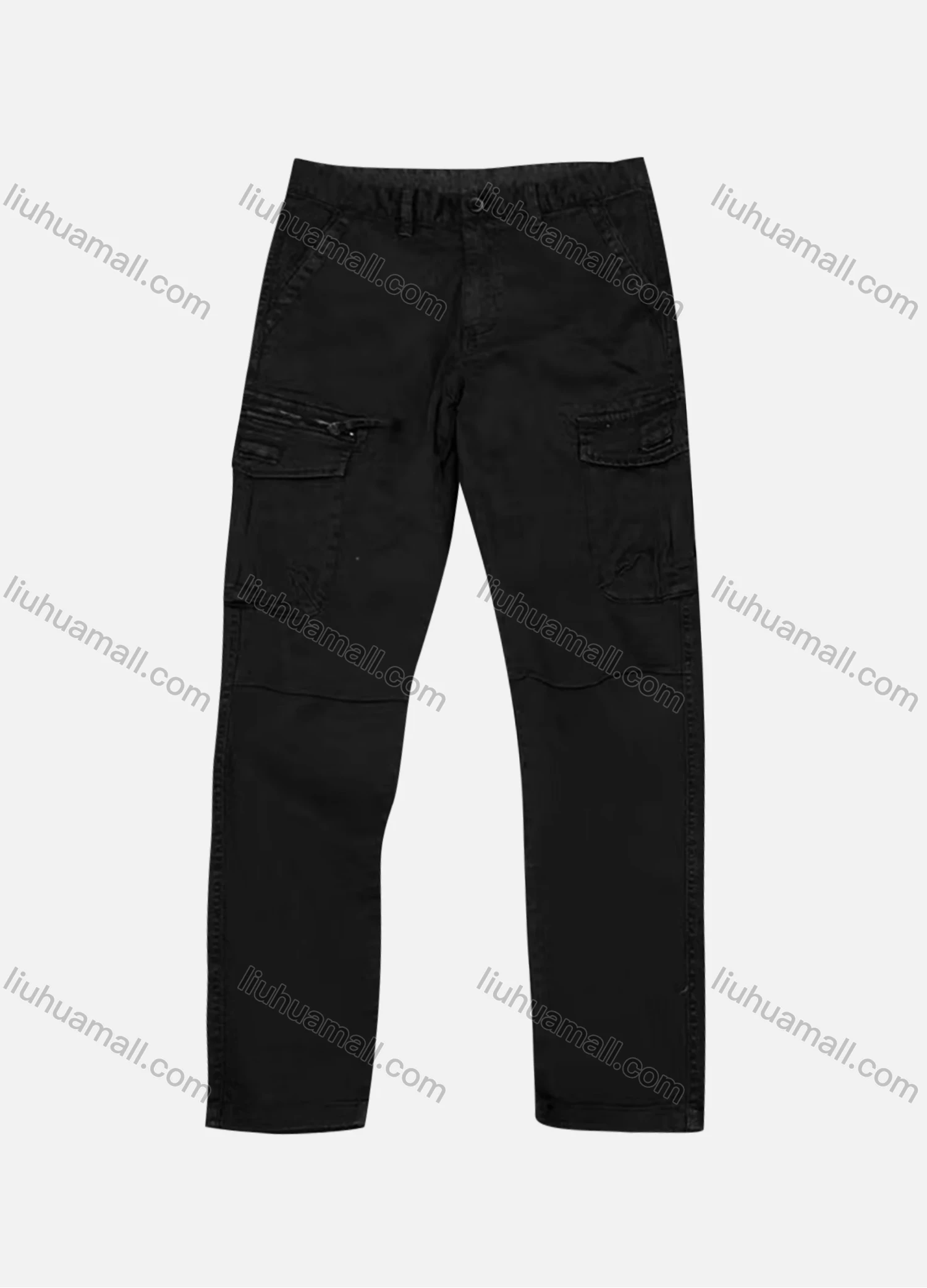 Wholesale Men's Casual Plain Flap Pockets Zip Decor Cargo Pant AK7373# - Liuhuamall