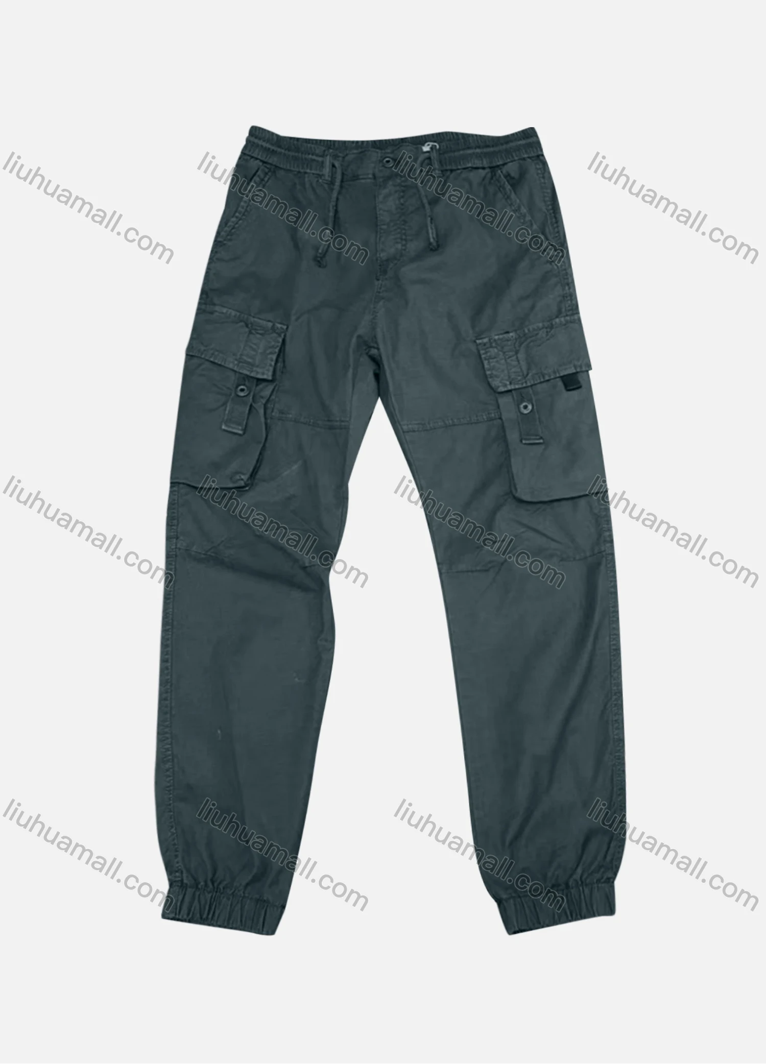Wholesale Men's Casual Plain Flap Pockets Drawstring Cargo Pant H9006# - Liuhuamall