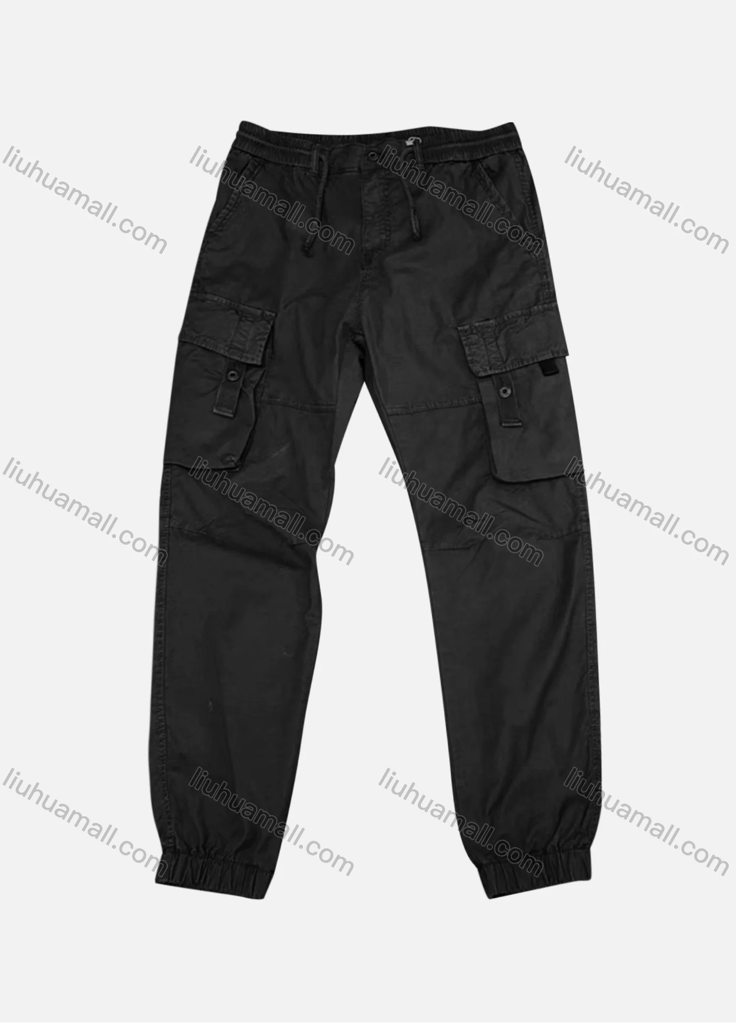 Wholesale Men's Casual Plain Flap Pockets Drawstring Cargo Pant H9006# - Liuhuamall