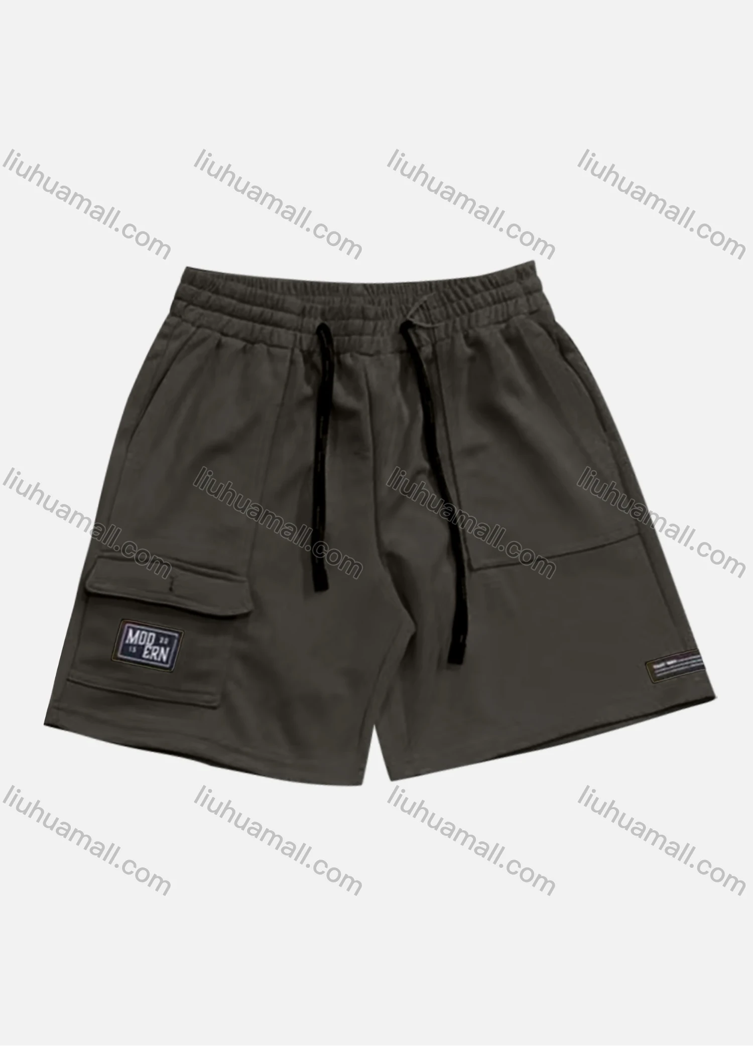 Wholesale Men's Casual Plain Flap Pockets Drawstring Elastic Waist Shorts 71007# - Liuhuamall