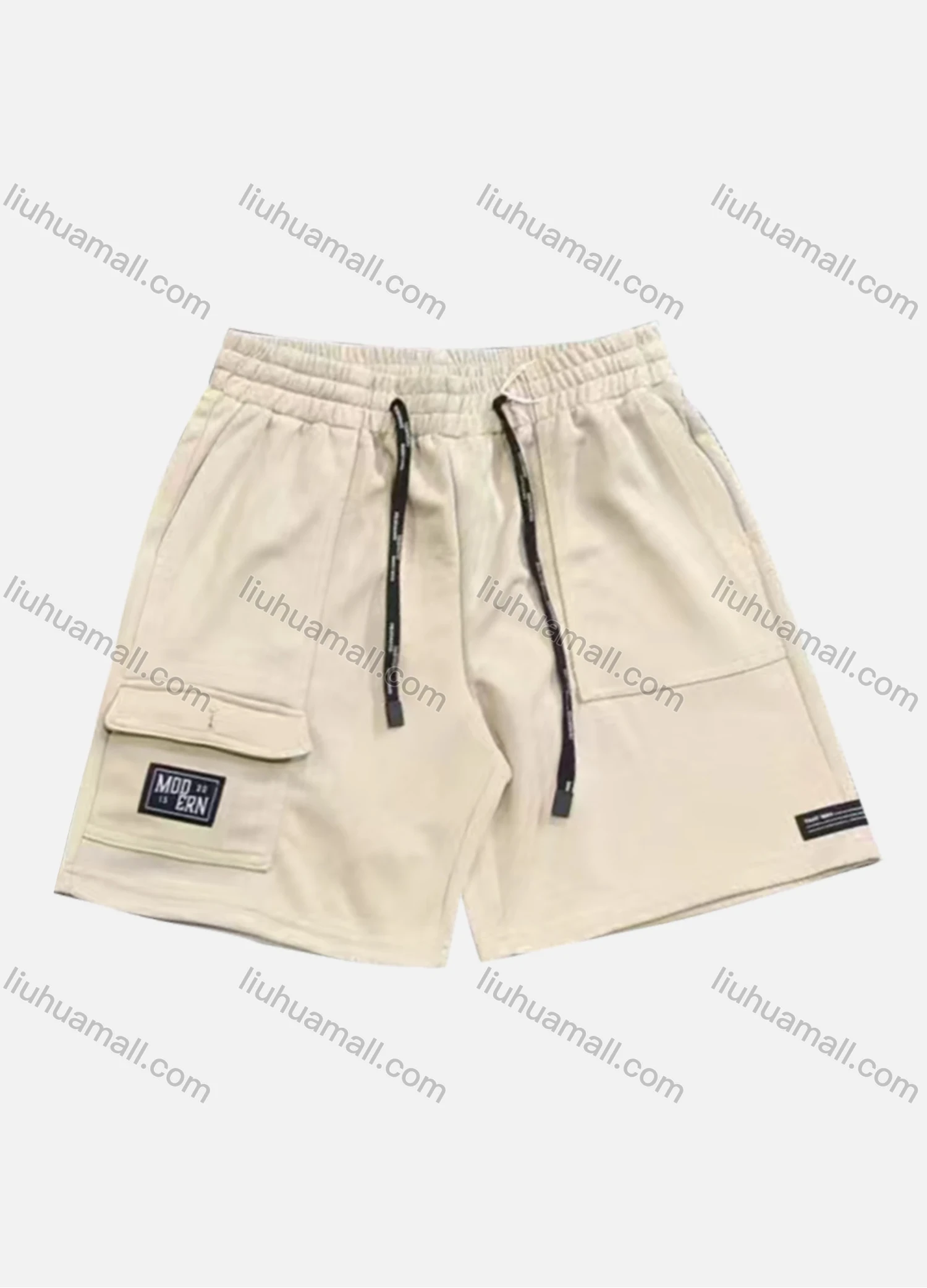 Wholesale Men's Casual Plain Flap Pockets Drawstring Elastic Waist Shorts 71007# - Liuhuamall