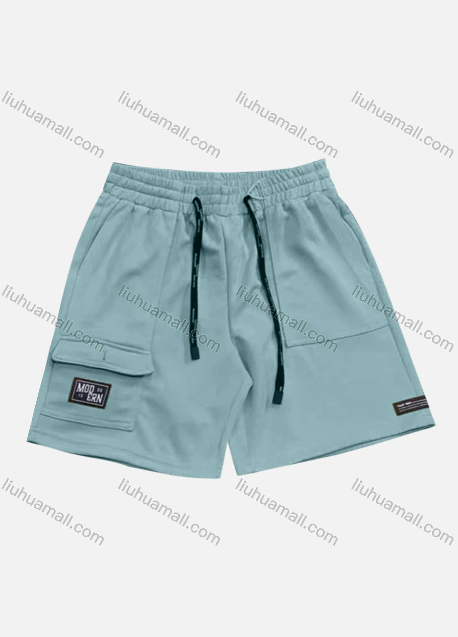 Wholesale Men's Casual Plain Flap Pockets Drawstring Elastic Waist Shorts 71007# - Liuhuamall