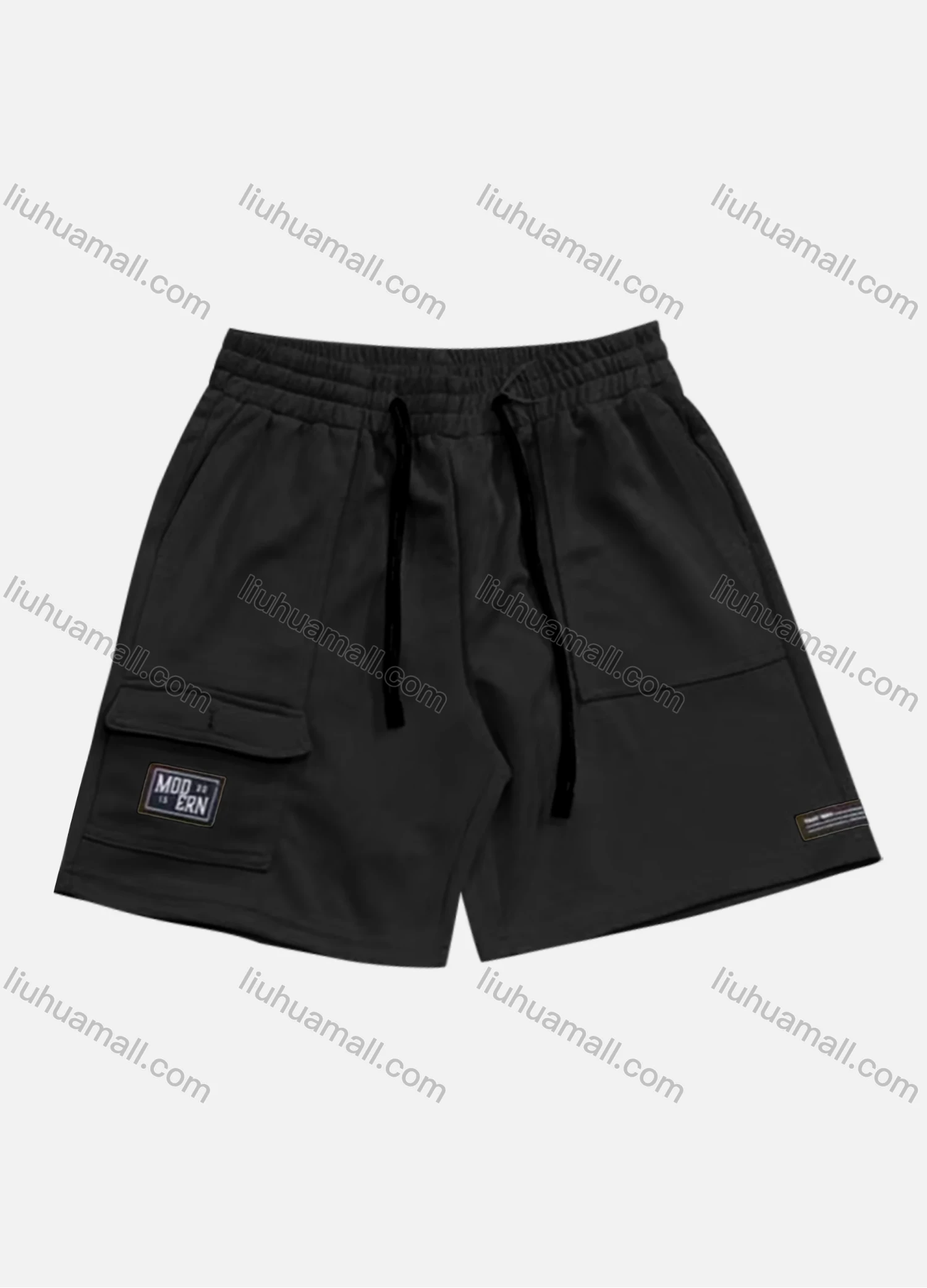 Wholesale Men's Casual Plain Flap Pockets Drawstring Elastic Waist Shorts 71007# - Liuhuamall