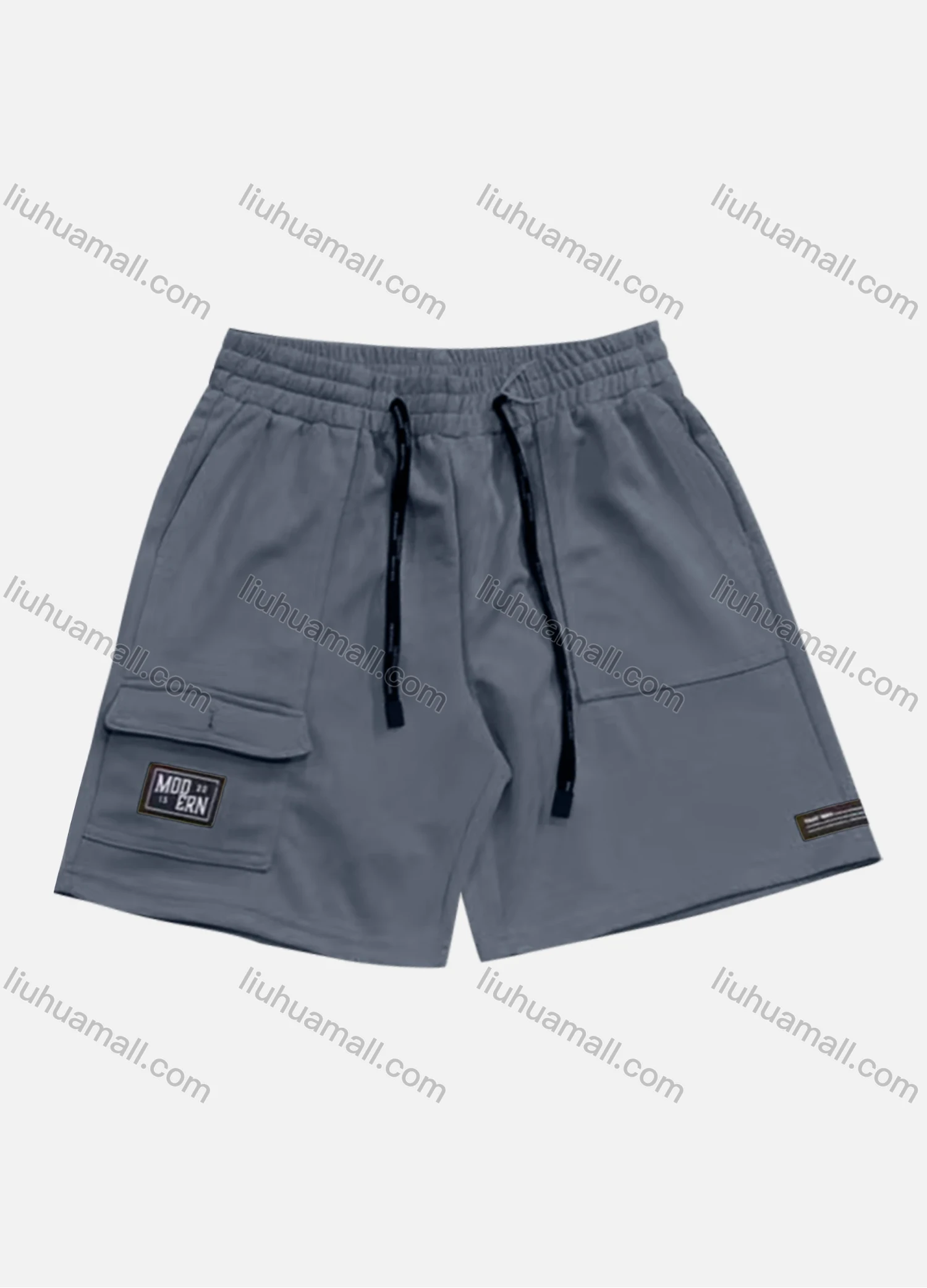 Wholesale Men's Casual Plain Flap Pockets Drawstring Elastic Waist Shorts 71007# - Liuhuamall