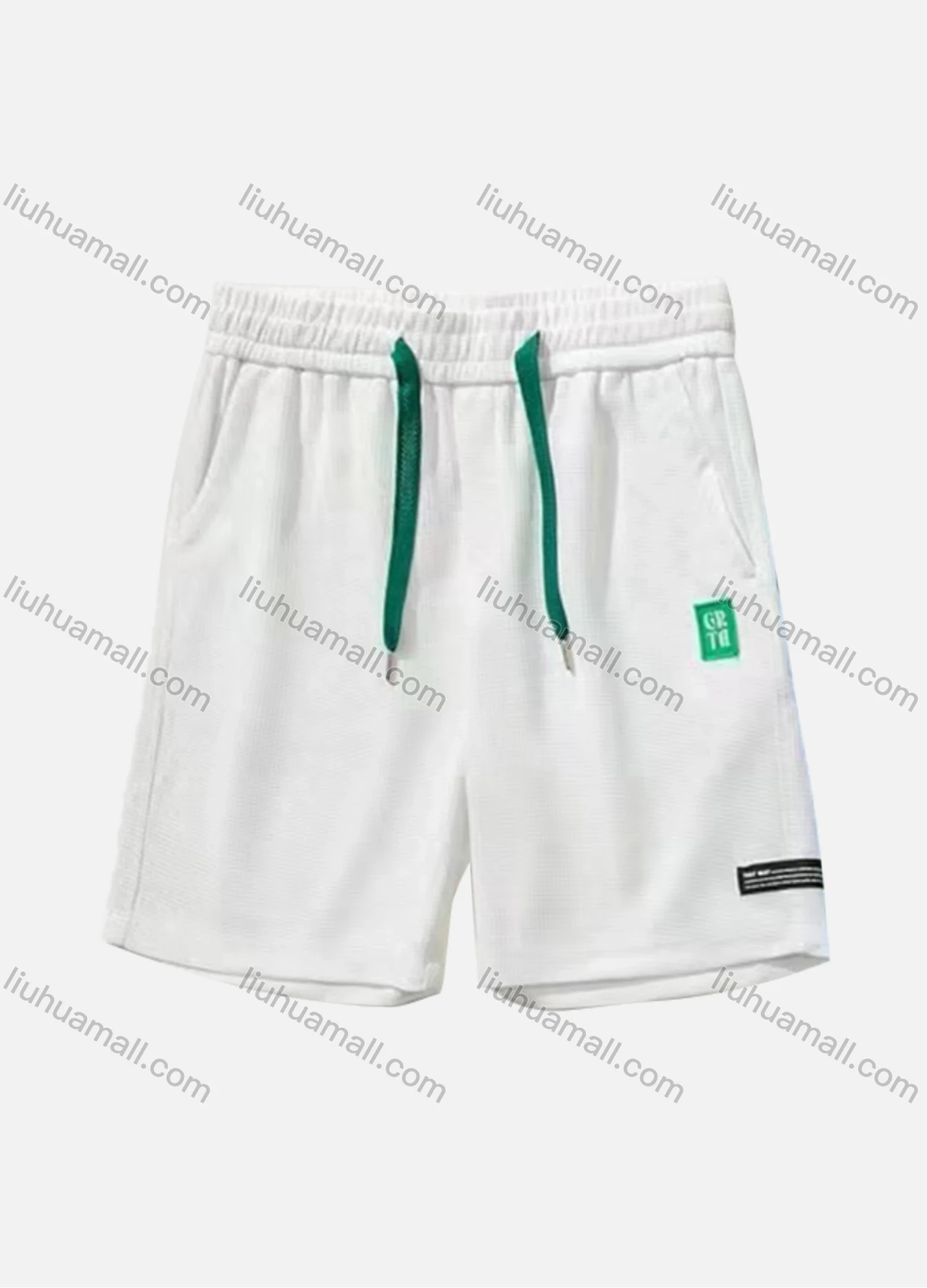 Wholesale Men's Casual Plain Patch Pocket Drawstring Elastic Waist Shorts 71002# - Liuhuamall